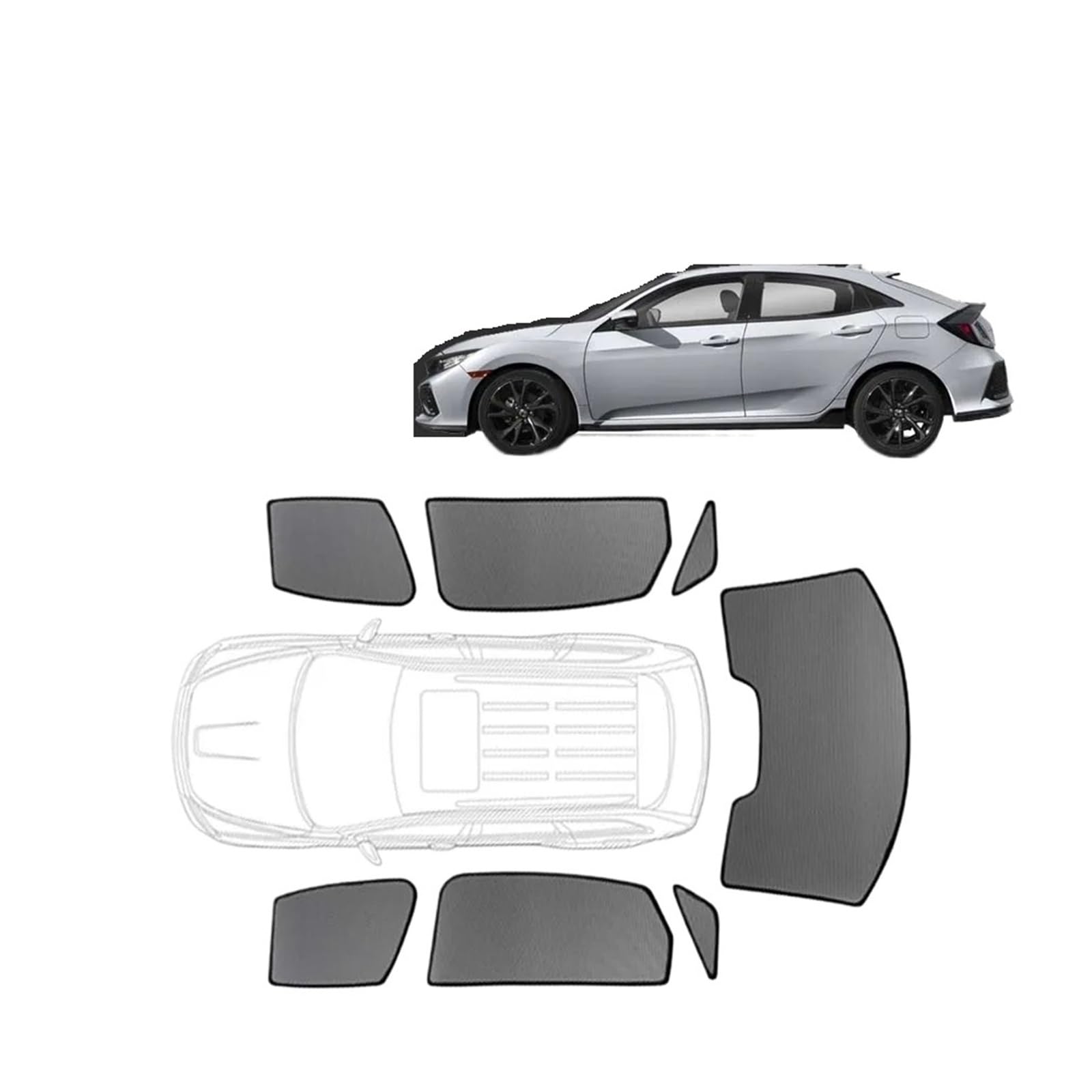 Autofenster Für Civic Hatchback 10th Generation 2016-2022 Benutzerdefinierte Magnetische Autofenster Sonnenschutz Vorhang Frontscheibe Rahmen Vorhang Sonnenblende(Front Windshield S) von WSUMKH