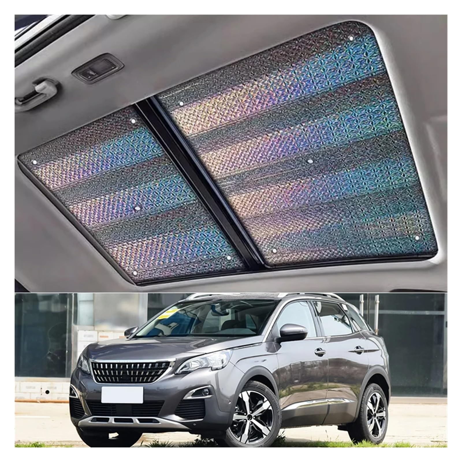 Autofenster Für Peugeot 3008 2019 Buntes Reflektierendes Muster Auto-Sonnenschutz UV-Schutz Vorhang Auto-Schiebedach Sonnenschutz Sonnenblende von WSUMKH