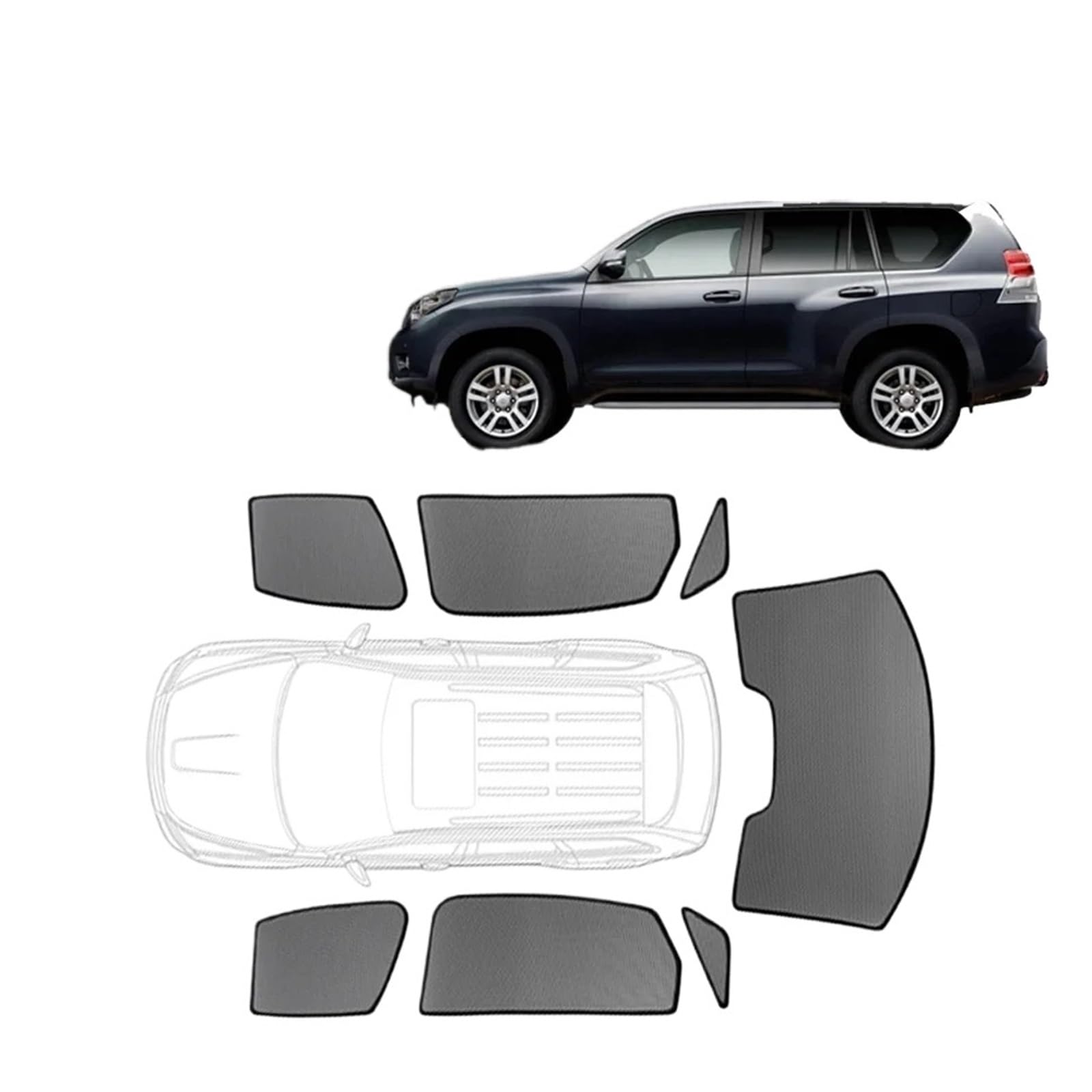 Autofenster Für Toyota Für Land Für Cruiser J150 Prado 2010-2023 Benutzerdefinierte Magnetische Autofenster Sonnenschutz SUV Vorhang Mesh Frontscheibe Rahmen Sonnenblende(2PCS Side Triangle) von WSUMKH