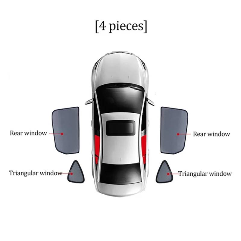 Autofenster Für VW Für Atlas Für CA1 Für Teramont 2017-2021 Magnetische Auto Sonnenschutz Schild Frontscheibe Hinten Seite Fenster Sonnenschutz Visier Sonnenblende(4PCS Rear Trian) von WSUMKH