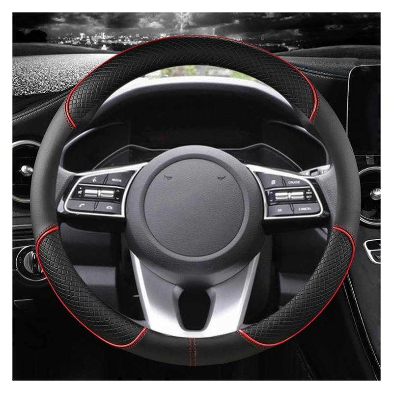 Lenkradbezug Lenkradhülle Lenkradabdeckung Auto-Lenkradbezug 38 Cm 15 Zoll Leder Für Kia Für Ceed Für Sportage Für Picanto Für Cerato Für Seltos Für Soul Für Rio 3 4 5 K3 K5 2022 Auto-Zubehör(RED O SH von WSUMKH