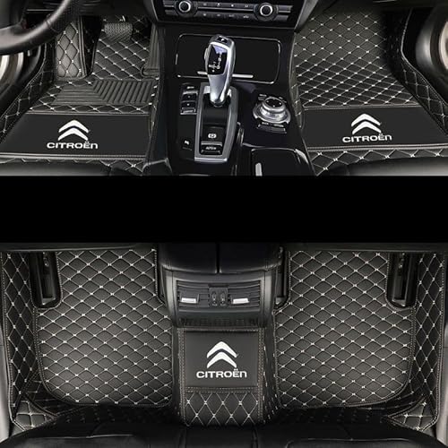 Auto Fußmatten, für Citroen DS3 2013-2018 PU-Leder Vollabdeckung Teppich Allwetter Wasserfest Antirutsch FußMatten Auto Fussmatten Set,B-LHD von WSXCDE