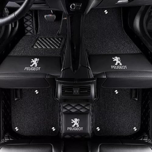 Auto Fußmatten, für Peugeot 301 2014-2018 PU-Leder Vollabdeckung Teppich Allwetter Wasserfest Antirutsch FußMatten Auto Fussmatten Set,C-LHD von WSXCDE