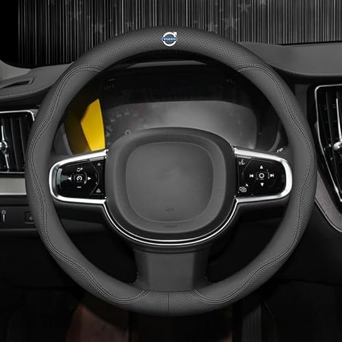Auto Lenkradbezug, für Volvo XC60 SUV 2013-2017 Leder Lenkradbezug Anti-Rutsch Atmungsaktives Auto-Lenkrad-Schutzhülle Auto Innere Zubehör,B-O-38cm von WSXCDE