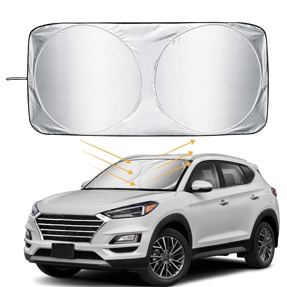 WTDZUCOI Sonnenschutz Auto Frontscheibe,Für Hyundai ix20 ix25 ix35 ix55,Blocks Uv Rays Sun Visor Protector,Car Windshield Sun Shade(160x86cm) von WTDZUCOI