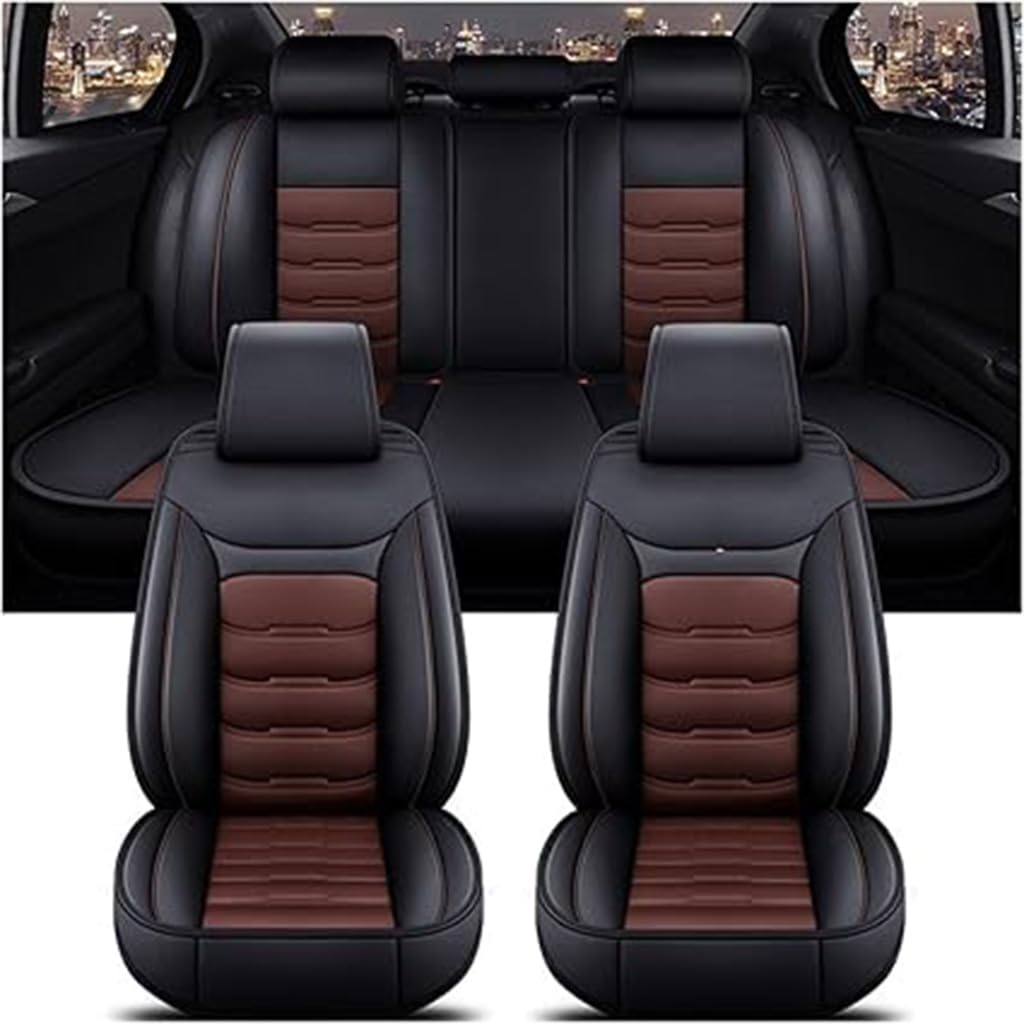 WTGCZDHY Auto Sitzbezüge für Audi A8 4 Seats 2011-2017,PU Leder Wasserdicht Sitzschoner Sitzbezügesets Schonbezüge,Innenraum Zubehör,A-Black Brown von WTGCZDHY