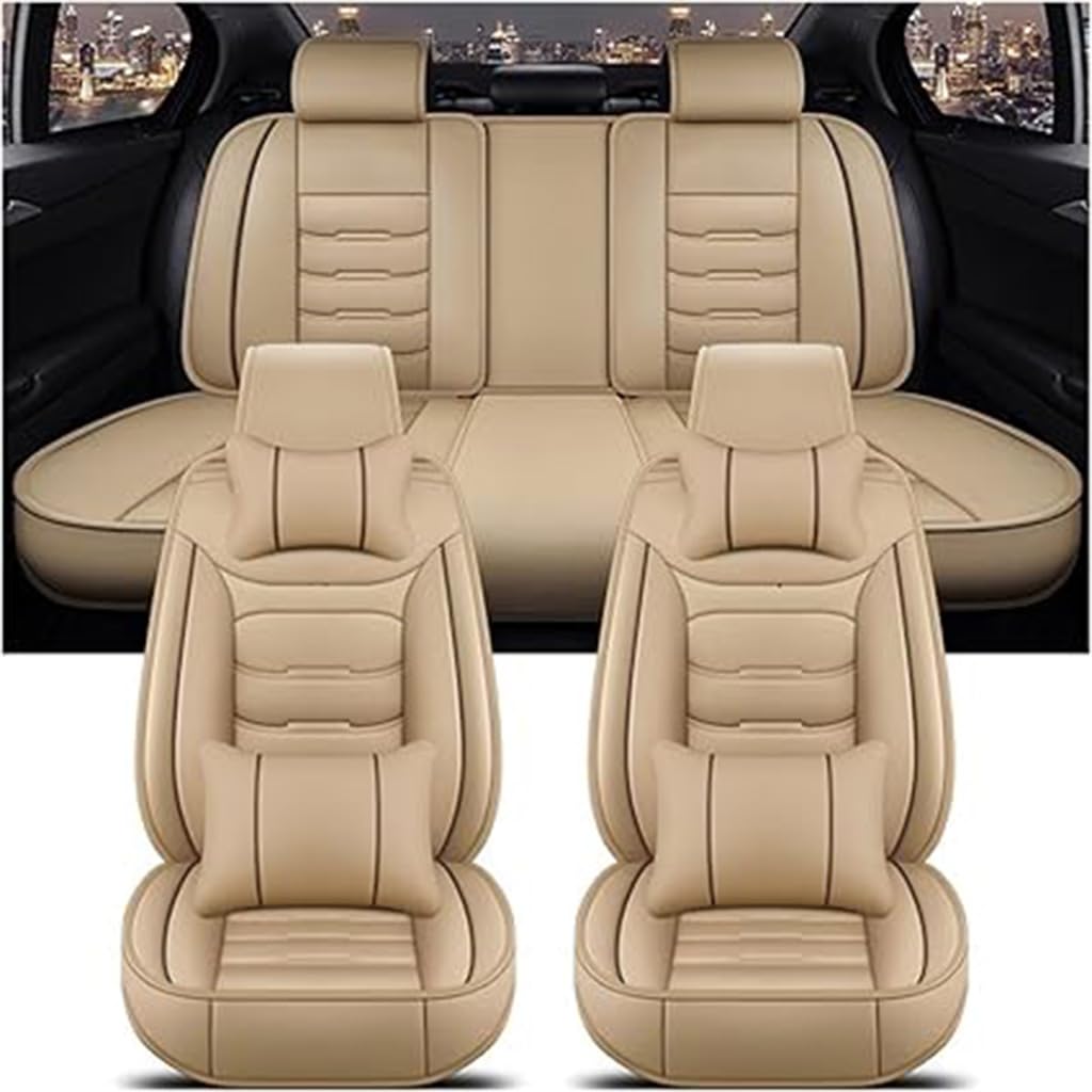 WTGCZDHY Auto Sitzbezüge für Audi A8 4 Seats 2011-2017,PU Leder Wasserdicht Sitzschoner Sitzbezügesets Schonbezüge,Innenraum Zubehör,B-Beige von WTGCZDHY