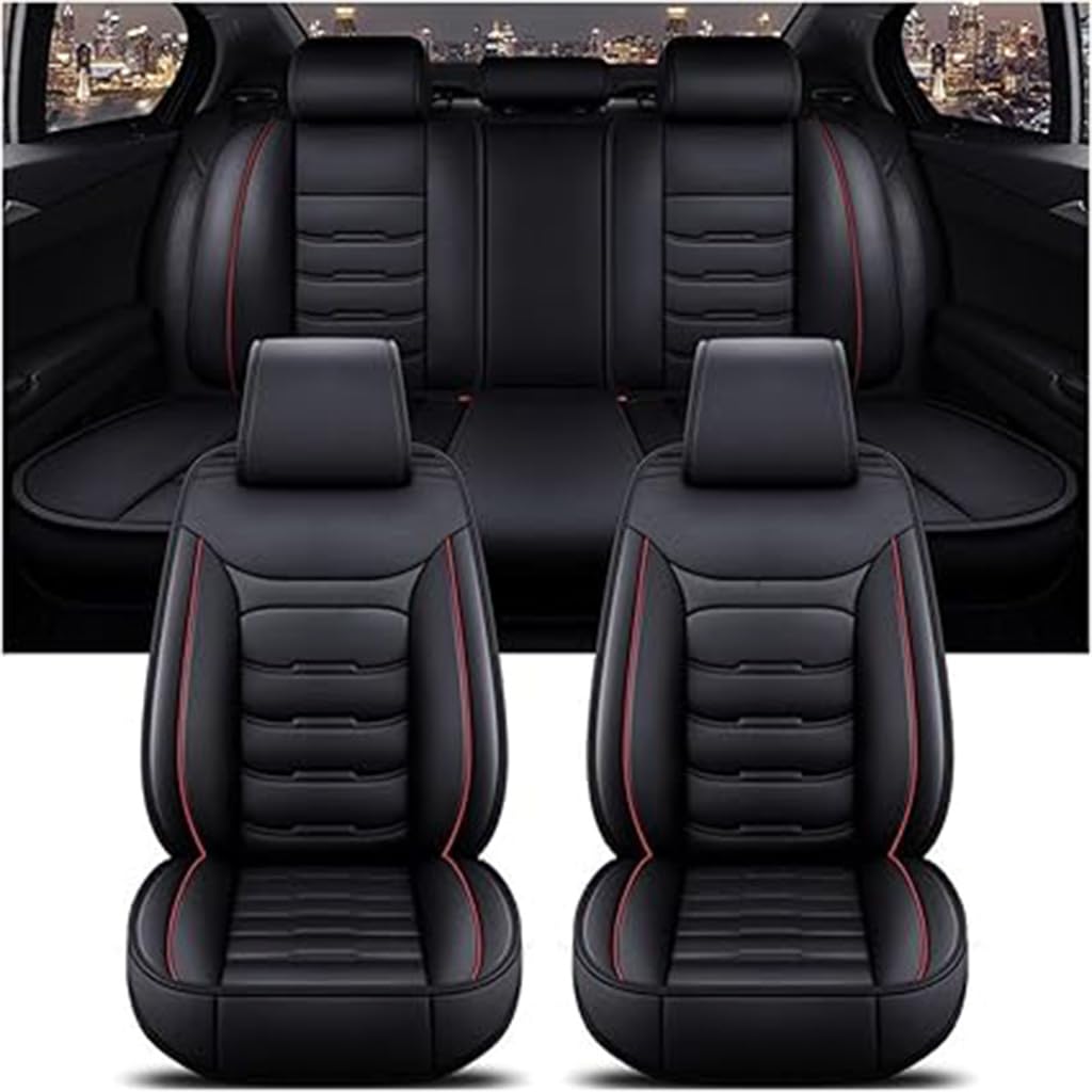 WTGCZDHY Auto Sitzbezüge für Mitsubishi Grandis （6seats） 2006-2009,PU Leder Wasserdicht Sitzschoner Sitzbezügesets Schonbezüge,Innenraum Zubehör,A-Black Red von WTGCZDHY