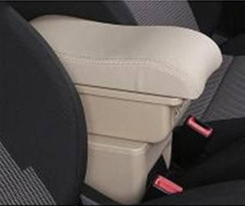 WTIXCRQ Kompatibel Mit Chevrolet Für Matiz, Auto-Armlehnenbox, Innenteile-Aufbewahrungsbox Mit 3 USB-Leuchten, Zubehör, Mittelkonsolen-Armlehne Armlehnen Auto(Beige) von WTIXCRQ