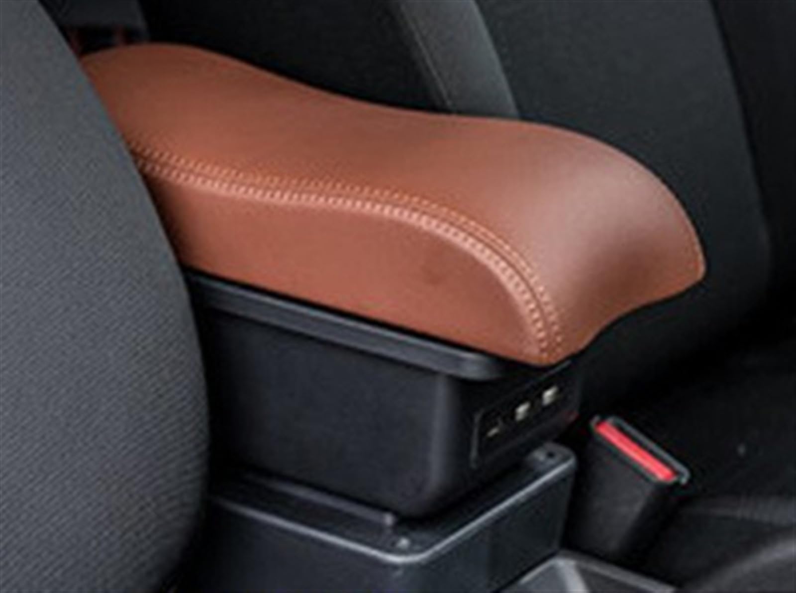 WTIXCRQ Kompatibel Mit Chevrolet Für Matiz, Auto-Armlehnenbox, Innenteile-Aufbewahrungsbox Mit 3 USB-Leuchten, Zubehör, Mittelkonsolen-Armlehne Armlehnen Auto(Brown) von WTIXCRQ