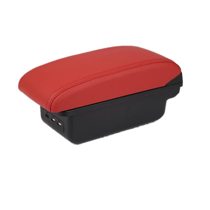 WTIXCRQ Kompatibel Mit FIAT Für Panda 2 Für Panda Auto Armlehnenbox Mittelkonsole Aufbewahrungsbox Mit 3USB-Schnittstelle Innenraum Autozubehör Armlehnen Auto(Red) von WTIXCRQ