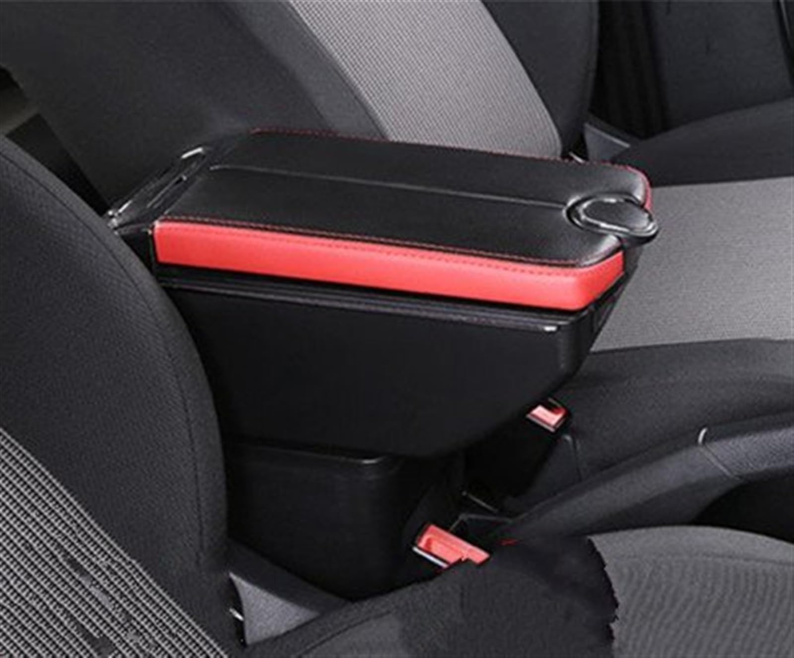 WTIXCRQ Kompatibel Mit Nissan Für Juke Auto Armlehne Box Doppel Türen Öffnen 7USB Center Console Storage Box Armlehne Innen Zubehör Armlehnen Auto(H Red Edge) von WTIXCRQ