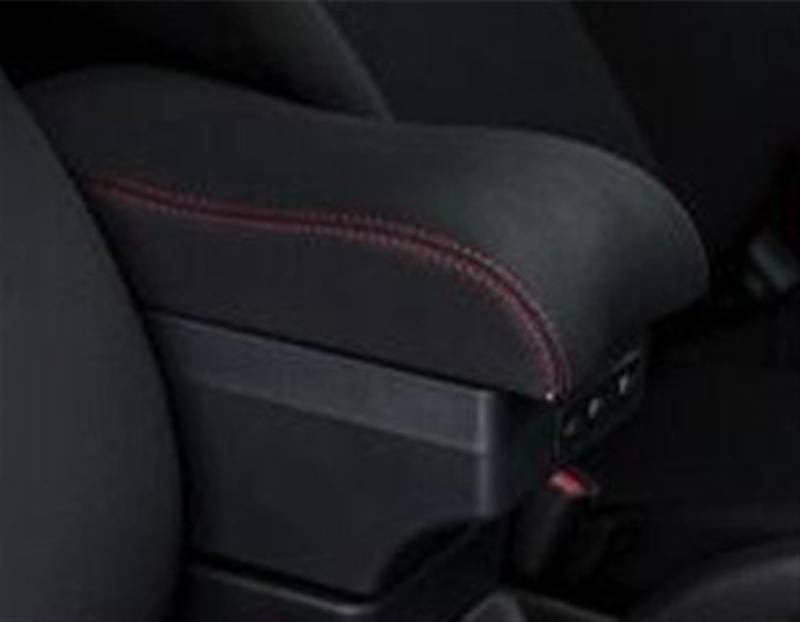 WTIXCRQ Kompatibel Mit Opel Für Adam Auto Armlehne Central Store Inhalt Aufbewahrungsbox Mit 7USB Doppelschicht Innenteile Mittelkonsole Armlehne Box Armlehnen Auto(Red line) von WTIXCRQ