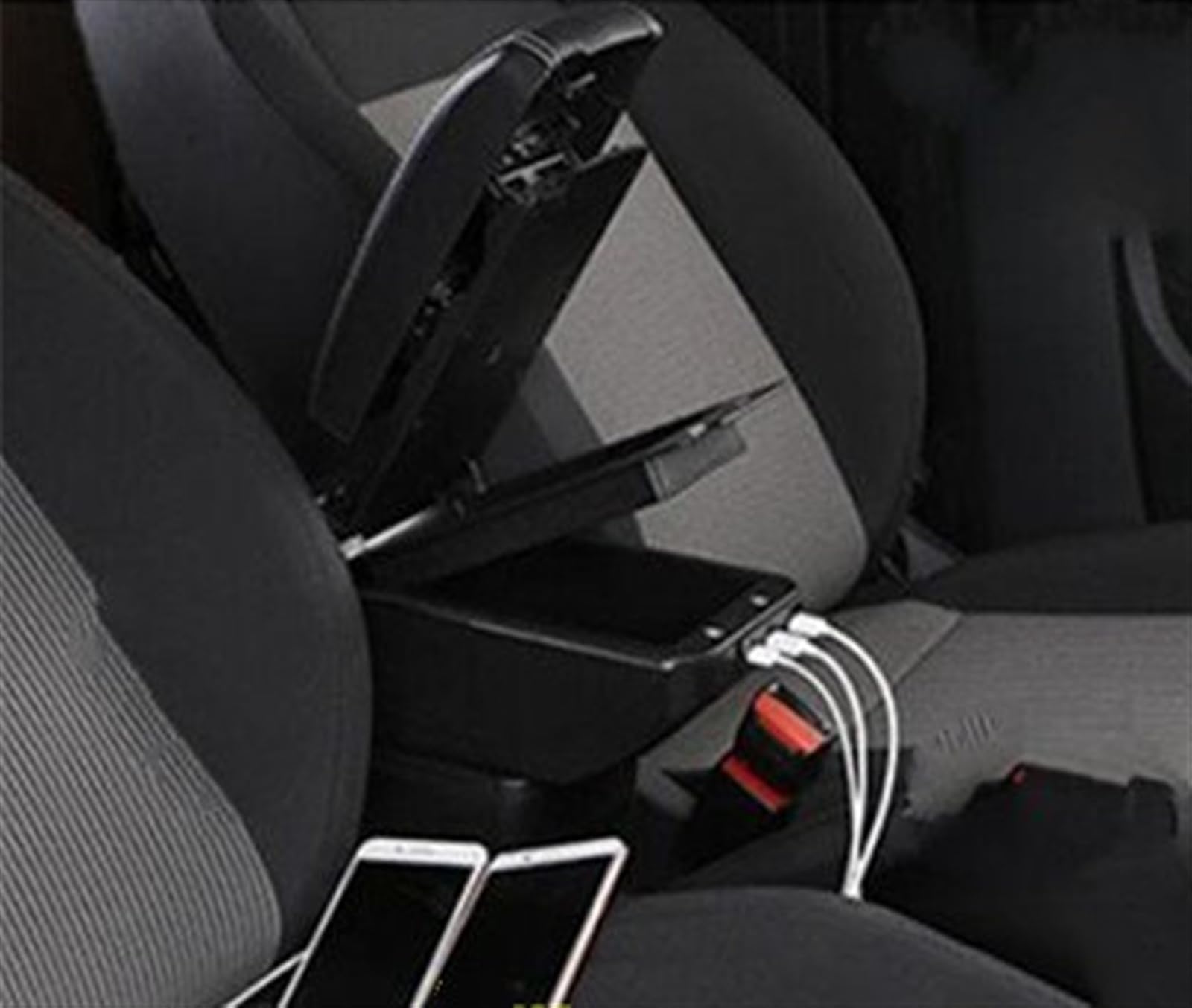 WTIXCRQ Kompatibel Mit Peugeot 206 Plus Armlehnenbox Zentrale Aufbewahrungsbox Innenraum-Nachrüstung Mit 7USB-Autozubehör Autokonsolen-Armlehne Armlehnen Auto(White line) von WTIXCRQ