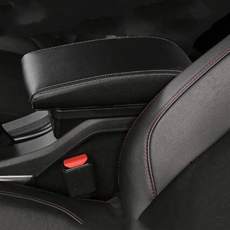 WTIXCRQ Kompatibel Mit SEAT Für Ibiza 6L Autozubehör Armlehnenbox Doppelschichtige Zentrale Aufbewahrungsbox Innennachrüstung 7USB Einziehbare Armlehne Armlehnen Auto(White line) von WTIXCRQ