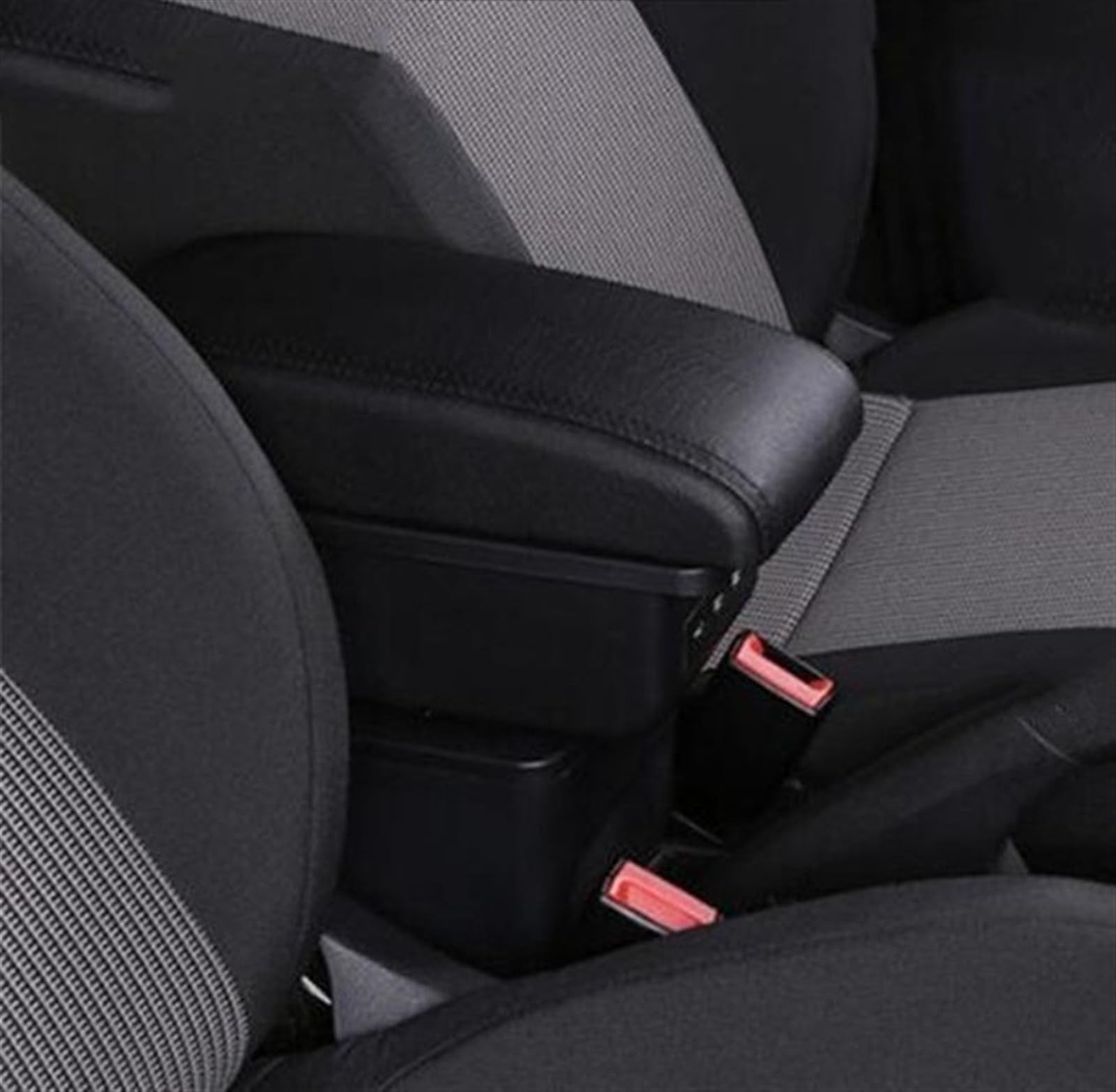 WTIXCRQ Kompatibel Mit SEAT Für Ibiza Del, Auto-Armlehne, Zentrale Aufbewahrungsbox, Nachrüstung des Innenraums Mit 3 USB, Autozubehör, Zentrale Konsolen-Aufbewahrungsbox Armlehnen Auto(Black line) von WTIXCRQ