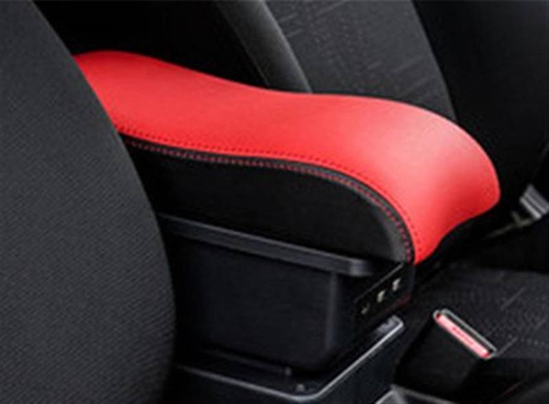 WTIXCRQ Kompatibel Mit Toyota Für Aygo Armlehnenbox, Zentraler Inhalt, Auto-Aufbewahrungsbox Mit USB, Mittelkonsole, Armlehne, Innenzubehör Armlehnen Auto(Red Black) von WTIXCRQ