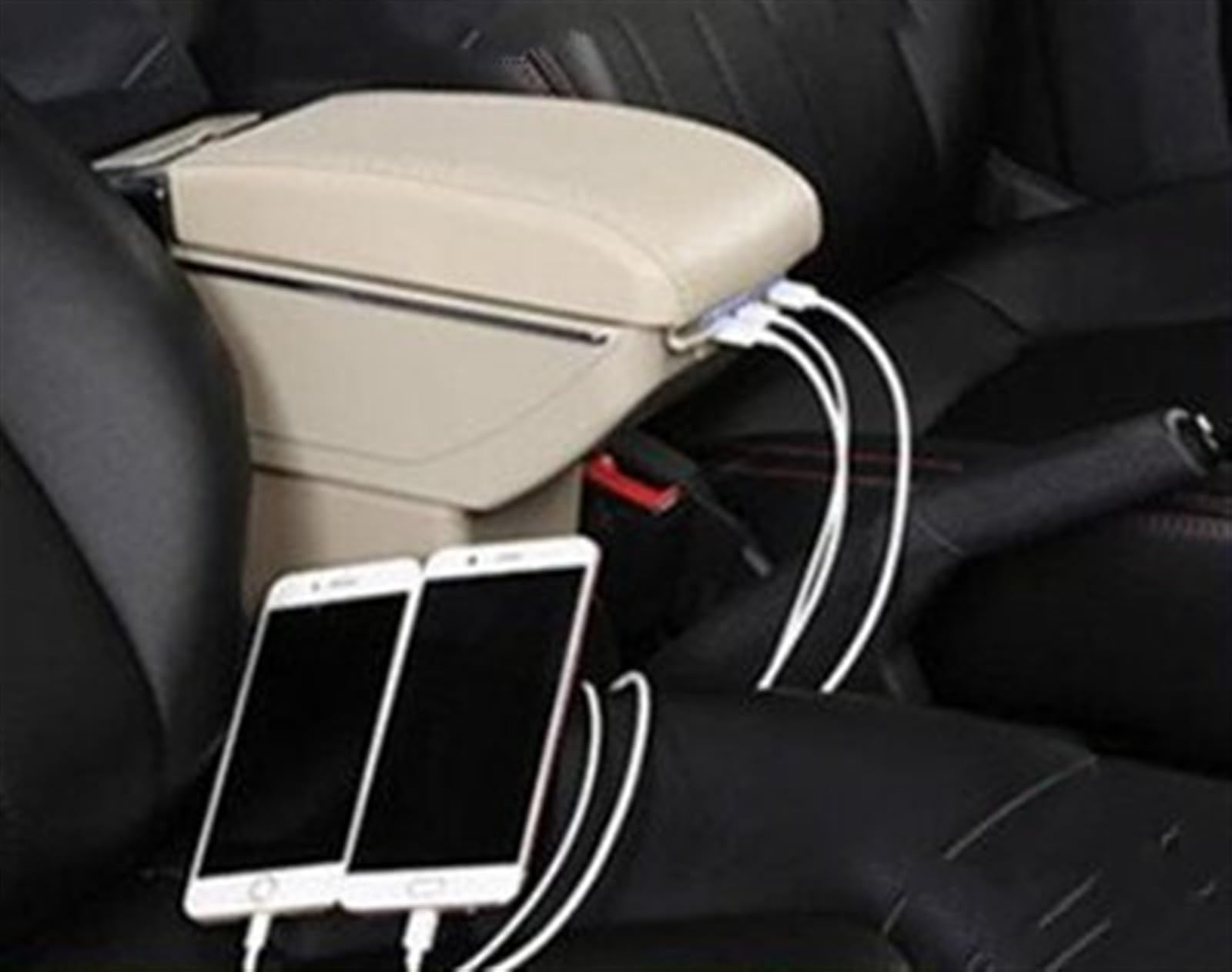 WTIXCRQ Kompatibel Mit VW Für TROC, Autozubehör, Mittelkonsolen-Armlehnenbox, Auto-Armlehnen-Center-Aufbewahrungsbox, Innen-Nachrüst-USB-Teile Armlehnen Auto(D Beige) von WTIXCRQ