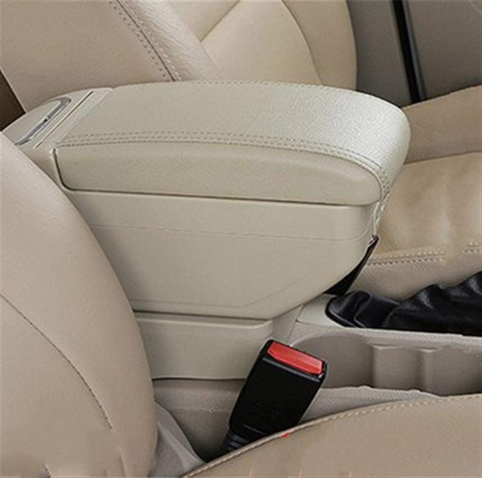 WTIXCRQ Kompatibel Mit VW Für Tiguan 2007 2008–2015 2016. Auto-Doppelschicht-Armlehnen-Aufbewahrungsbox, 9 USB-Zentralspeicher-Inhaltsbox Mit Getränkehalter, Aschenbecher Armlehnen Auto(Beige) von WTIXCRQ