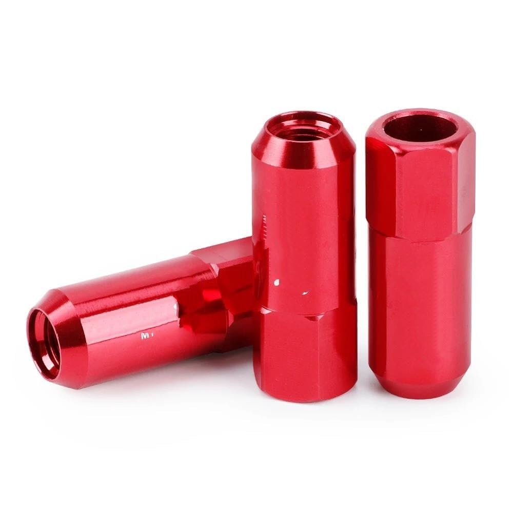 WTIXCRQ Radbolzen Radschraube Auto-Radmuttern 60 Mm, M14 X 1,5, Radmuttern, Radschrauben, Radmutternschraube Aus Aluminium, 20 Stück(Red) von WTIXCRQ