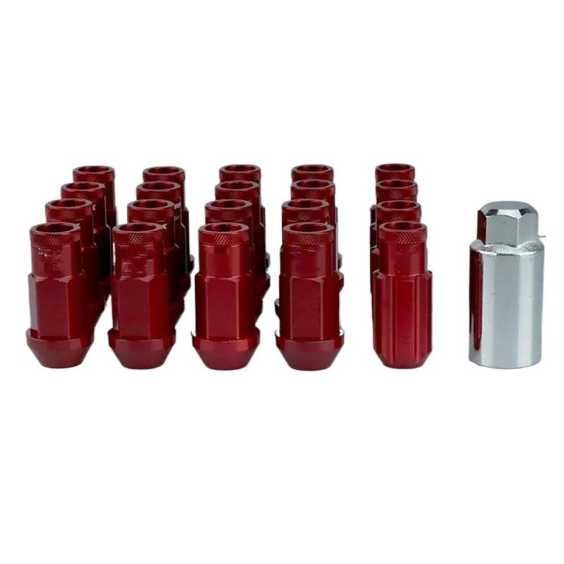 WTIXCRQ Radbolzen Radschraube Kompatibel Mit Toyota Aluminium Außenverkleidung Teile Zubehör Auto Radmuttern M12x1,5 M12x1,25 Radkappen 20 Stück(Red,M12x1.25) von WTIXCRQ