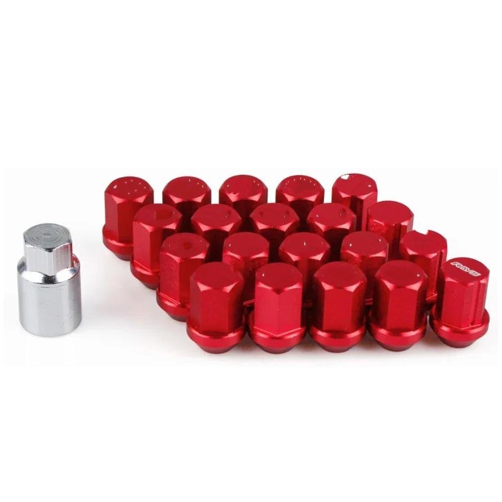 WTIXCRQ Radbolzen Radschraube Radmuttern Aluminium Radmuttern Schraube M12x1,5 M12x 1,25 35MM Nabenmutter Nabenmutter Schraube Autozubehör(Red,M12x1.25) von WTIXCRQ