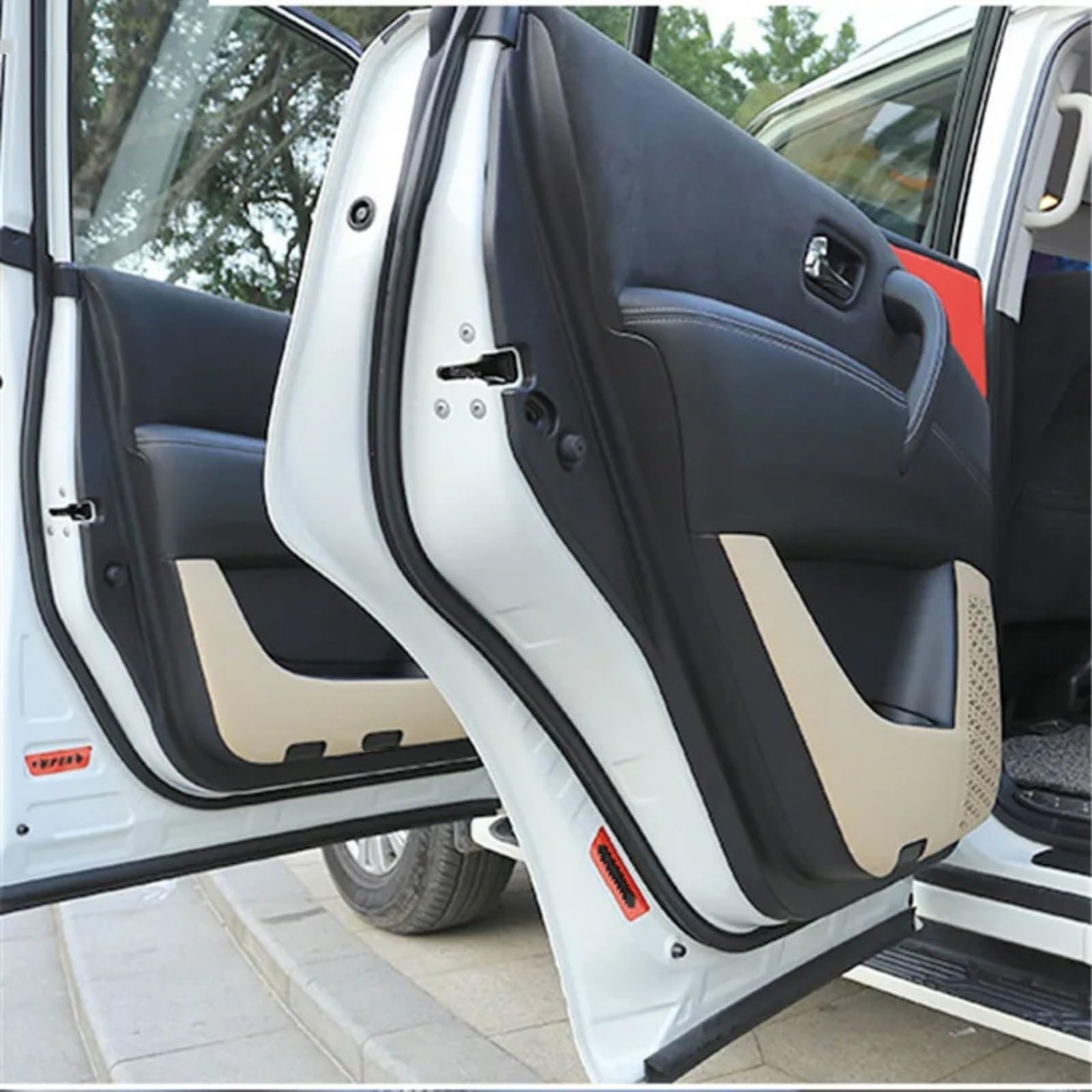 WTIXCRQ Seitentür Anti Kick Pad Kompatibel Mit Nissan Für Patrol Für Armada Y62 2013–2017, 4-teilig, Anti-Kick-Pad Für Autotüren, Anti-Kick-Platte Für Autotüren, Anti-Kick-Pad Für Seitentüren(White) von WTIXCRQ