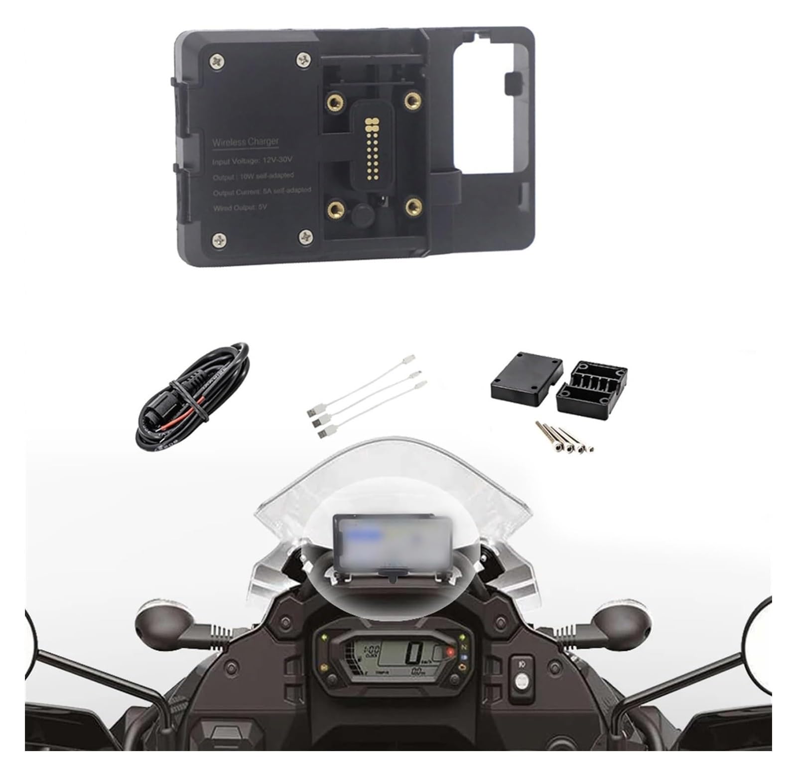 Für A&prilia Für Tuareg 660 Für Tuareg660 2022 Motorradtelefon Drahtloses Und USB-Laden GPS-Navigationsplattenhalterung Halterständer Navigationshalterung Motorrad(Wireless Charging) von WTPWVBPMF