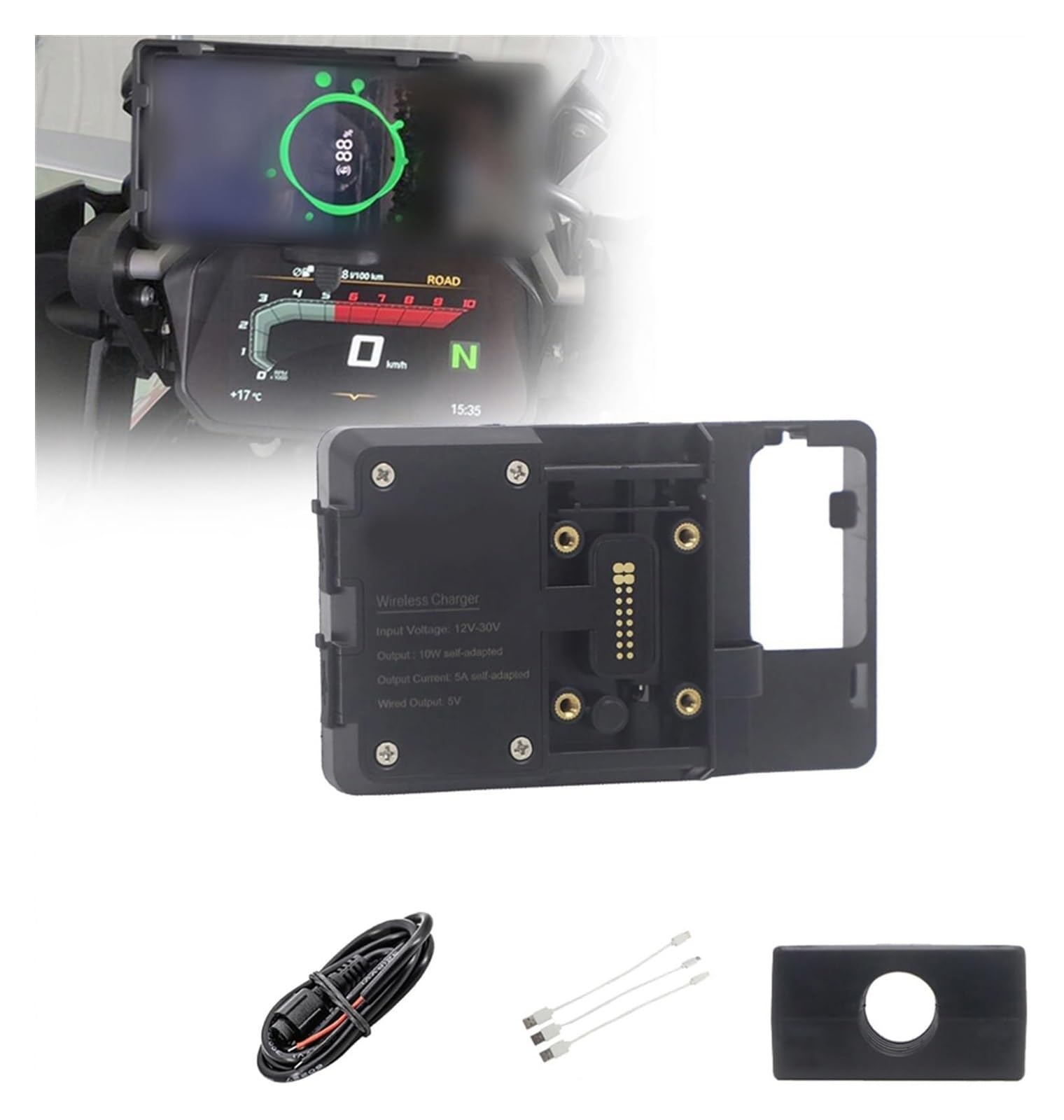 Für B&MW R1200GS LC 2013 2014 2015 2016 2017 Telefonnavigationshalterung USB-Lade 12MM Überrollbügel Navigationshalterung Motorrad(Wireless 16mm Clip) von WTPWVBPMF