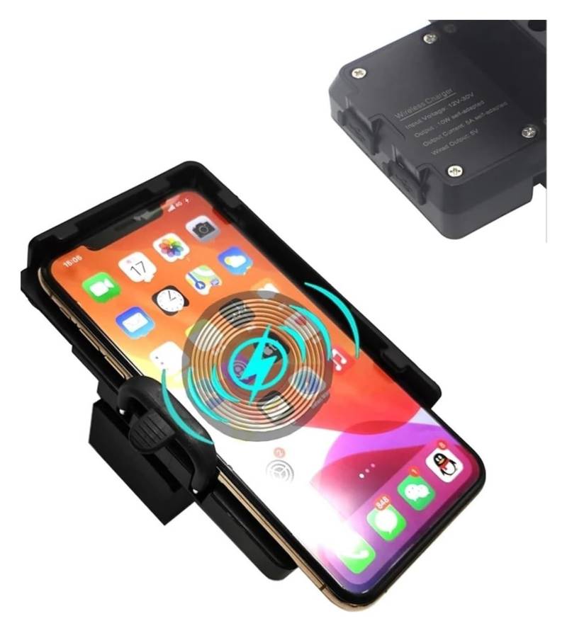 Für B&MW R1200RT R1250RT 2014-2019 Drahtlose Lade GPS Navigation Halterung Motorrad Telefon Halter USB Ladegerät Halterung Ständer Navigationshalterung Motorrad(Wireless and USB) von WTPWVBPMF