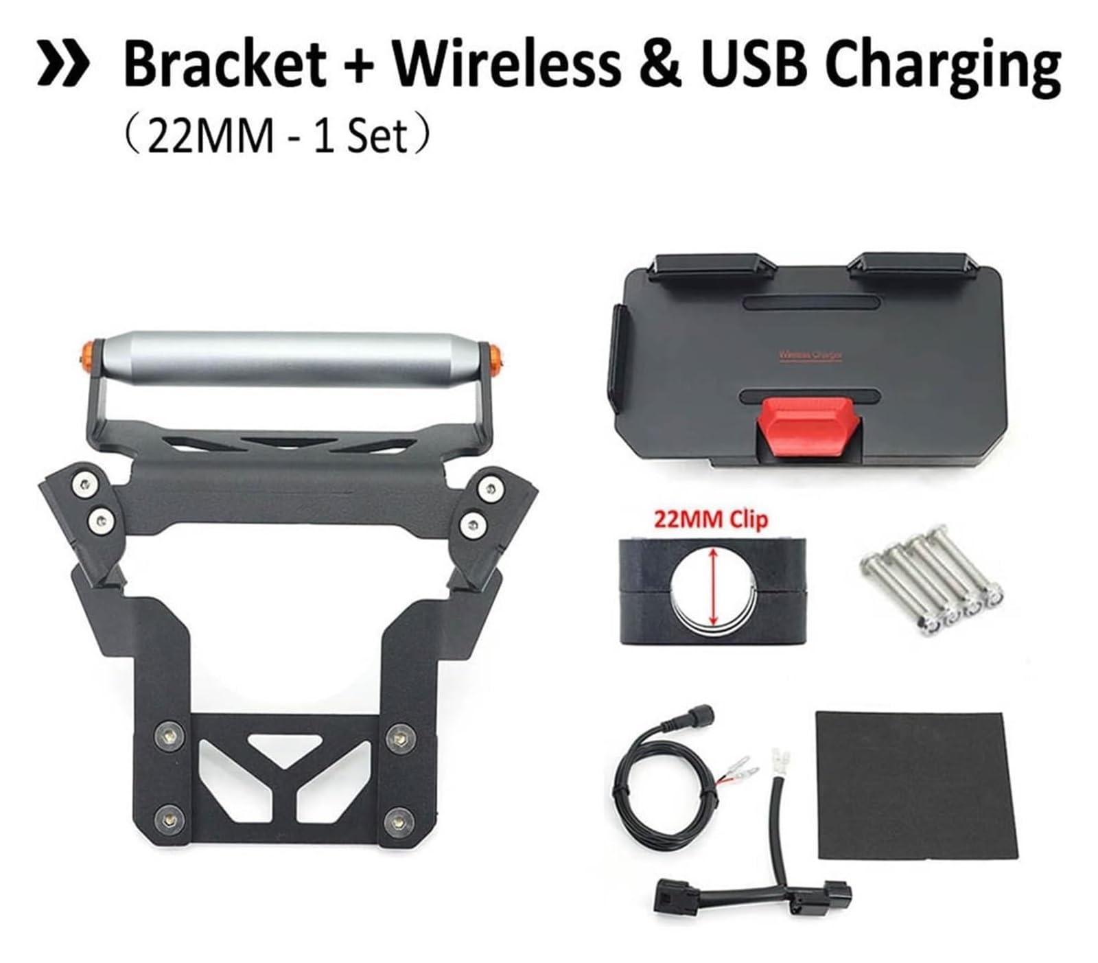 Für FORZA350 NSS 350 NSS350 2021-2023 Motorrad GPS Telefon Navigation Halterung USB & Drahtlose Ladegerät Halter Halterung Ständer Navigationshalterung Motorrad(1 Set - 22mm Bracket) von WTPWVBPMF