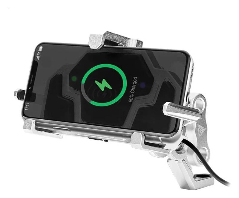 Motorrad Stoßfest Navigation Drahtlose Lade Telefon Halter Cradle 3,0 Schnell Ladegerät GPS Moto Unterstützung Handy Lenker Navigationshalterung Motorrad(S-Charging Mirror) von WTPWVBPMF