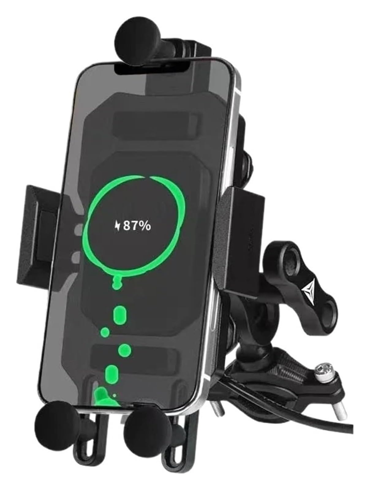 Universal Motorrad Reiten Handy-Navigation Halterung Fahrrad Handy Unterstützung Halterung Schnelle Lade Drahtlose Ladegerät Navigationshalterung Motorrad(B-Charging Handlebar) von WTPWVBPMF