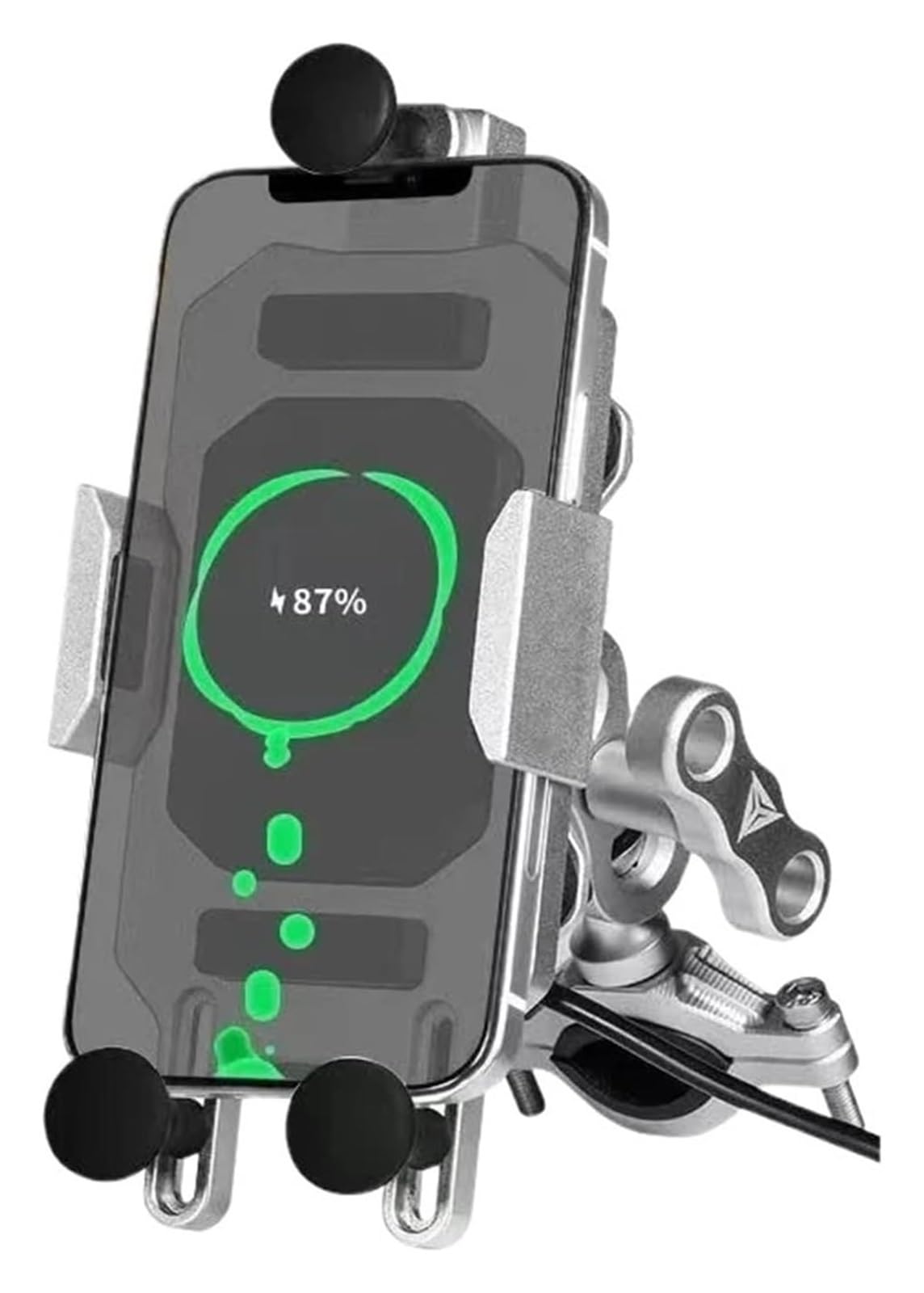 Universal Motorrad Reiten Handy-Navigation Halterung Fahrrad Handy Unterstützung Halterung Schnelle Lade Drahtlose Ladegerät Navigationshalterung Motorrad(S-Charging Handlebar) von WTPWVBPMF