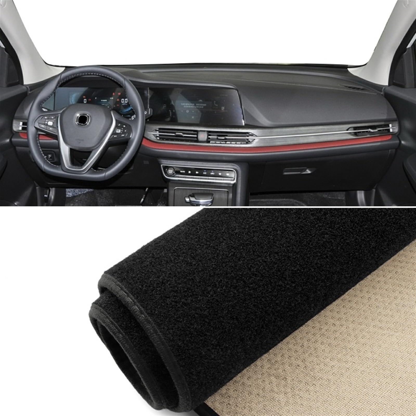 Armaturenbrett Matte Teppich Für Changan CS55 Plus 2020 2021 2022 Auto-Armaturenbrett-Abdeckung, Vermeiden Sie Lichtmatten, Anti-UV-Anti-Rutsch-Pad, Instrumententeppiche Shade Board Pad(A Black Side) von WTXXGQ