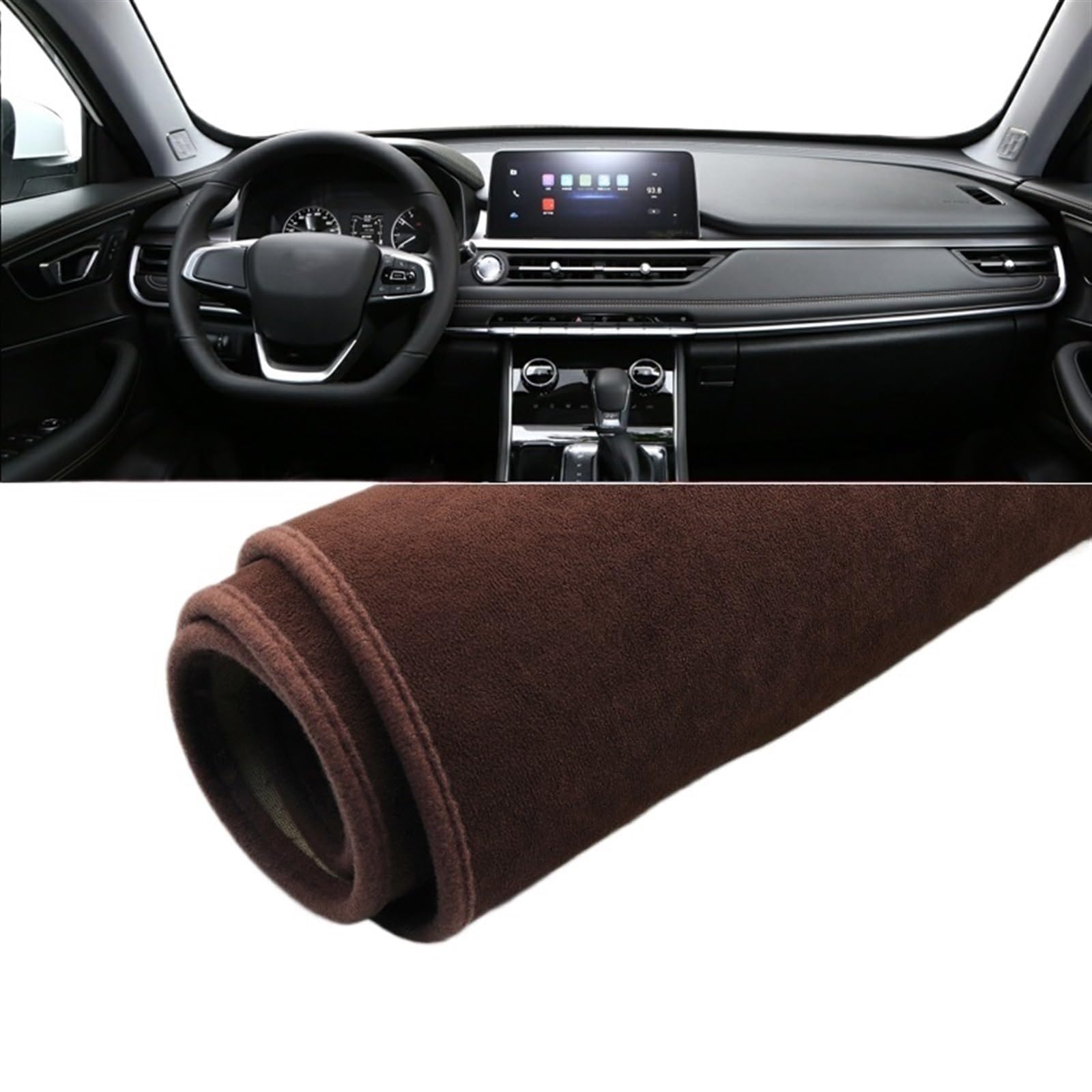 Armaturenbrett Matte Teppich Für Chery Für Tiggo 8 Pro 2019 2020 2021 2022 2023 Auto Armaturenbrett Abdeckung Matte Armaturenbrett Sonnenschutz Matte Anti-UV-Schutz Shade Board Pad(B Brown) von WTXXGQ