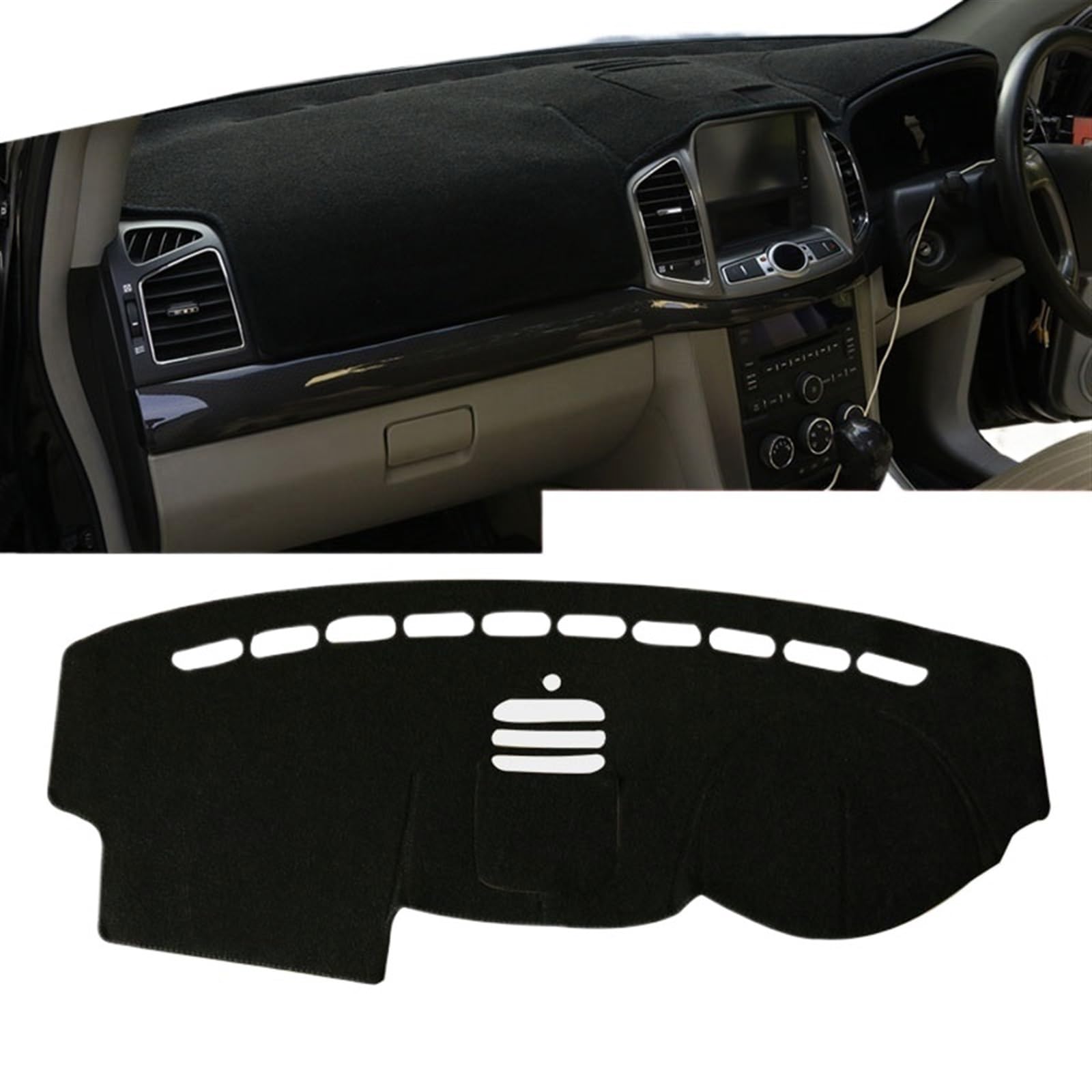 Armaturenbrett Matte Teppich Für Chevrolet Für Captiva C100 C140 2006-2017 2018 2019 Auto-Armaturenbrett-Abdeckungsmatten Vermeiden Sie Lichtpads Anti-UV-Gehäuseteppiche Shade Board Pad(RHD Black Side von WTXXGQ