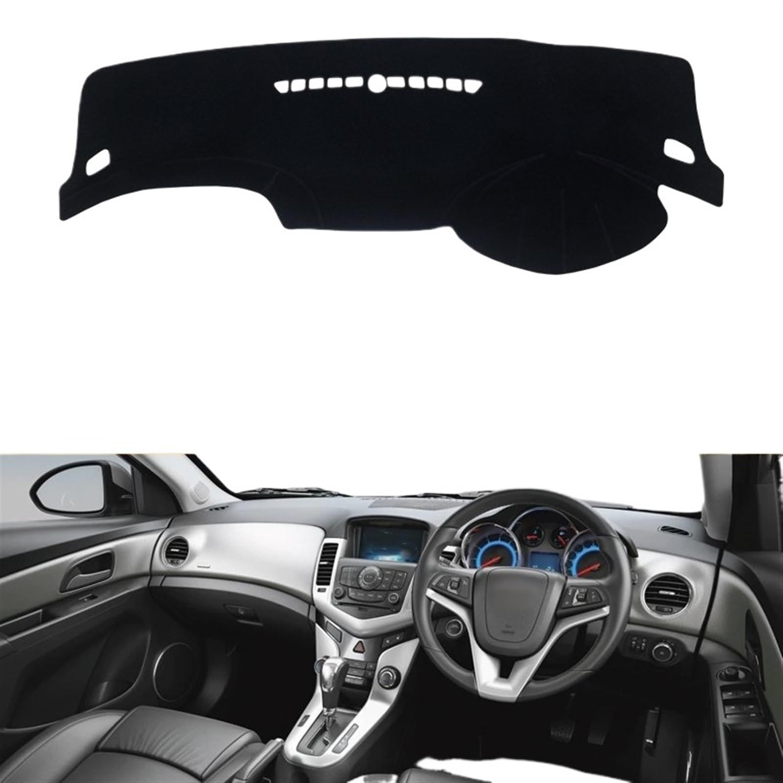 Armaturenbrett Matte Teppich Für Chevrolet Für Cruze 2009-2012-2015 Zubehör Auto Dashboard Abdeckung Dash Matte Sonnenschutz Pad Instrume Panel Teppiche Shade Board Pad(RHD Black Side) von WTXXGQ