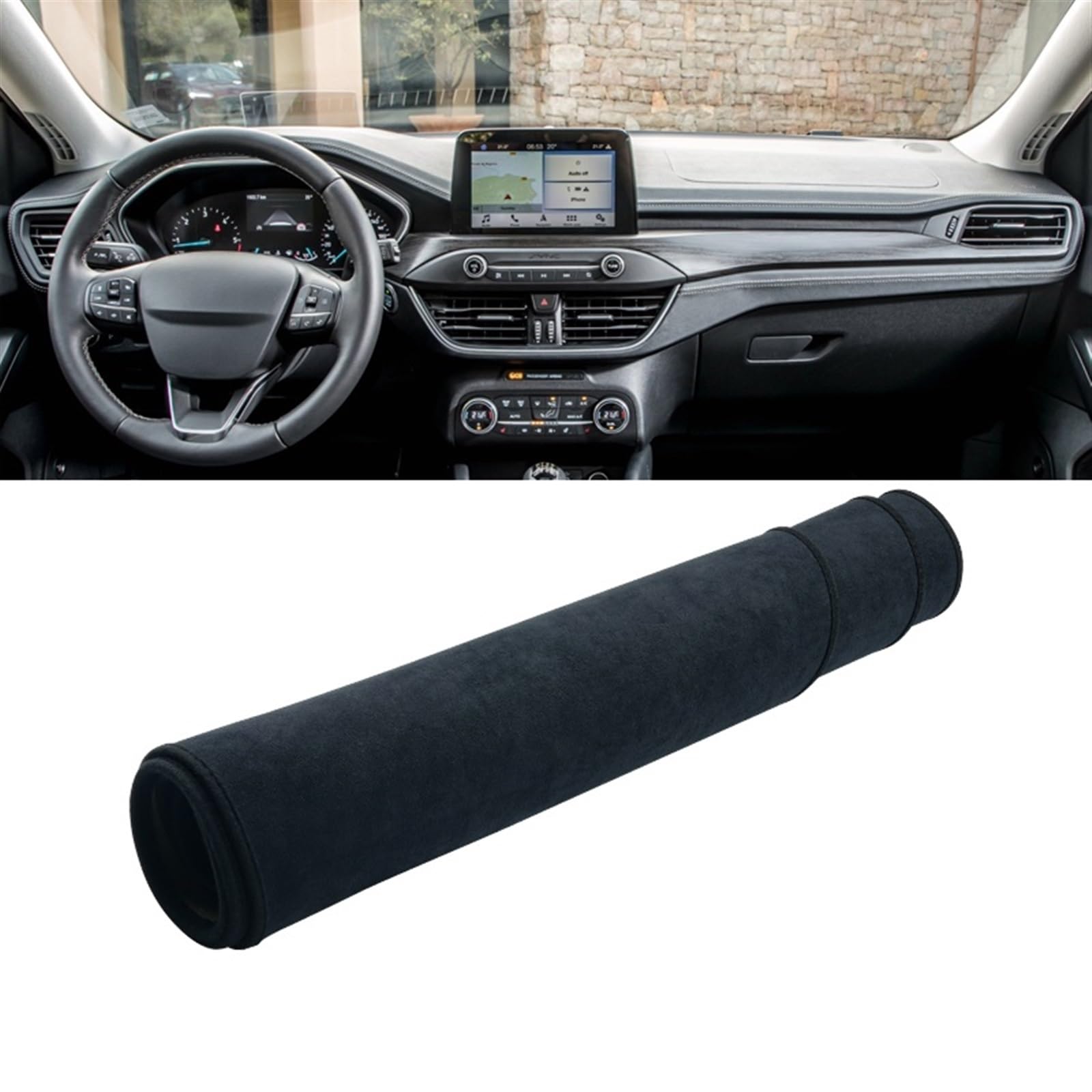 Armaturenbrett Matte Teppich Für Ford Für Focus MK4 IV 2018 2019 2020 2021 2022 2023 Auto Armaturenbrett Abdeckung Sonnenschutz Vermeiden Lichtmatte Teppiche Shade Board Pad(B Black LHD) von WTXXGQ