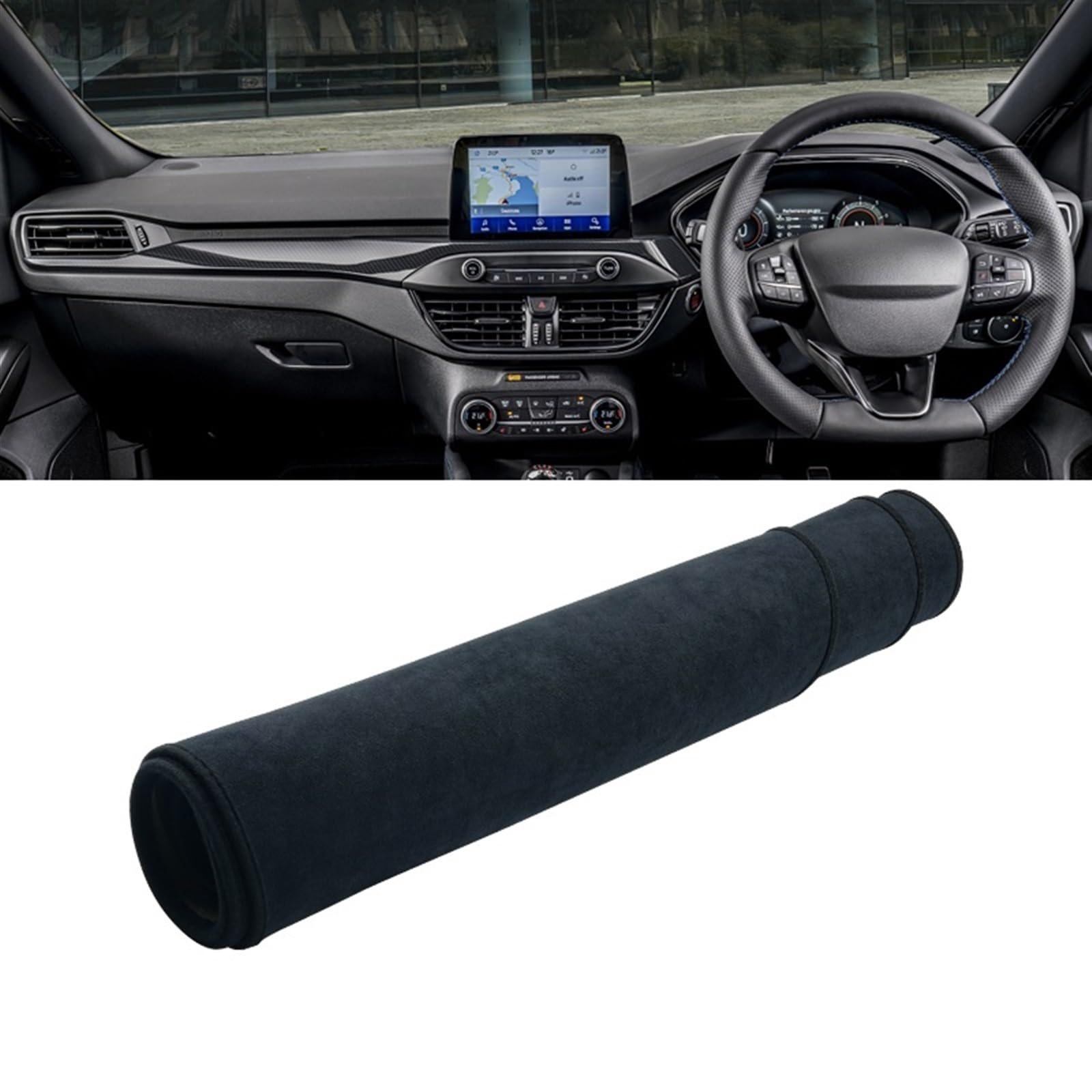 Armaturenbrett Matte Teppich Für Ford Für Focus MK4 IV 2018 2019 2020 2021 2022 2023 Auto Armaturenbrett Abdeckung Sonnenschutz Vermeiden Lichtmatte Teppiche Shade Board Pad(B Black RHD) von WTXXGQ