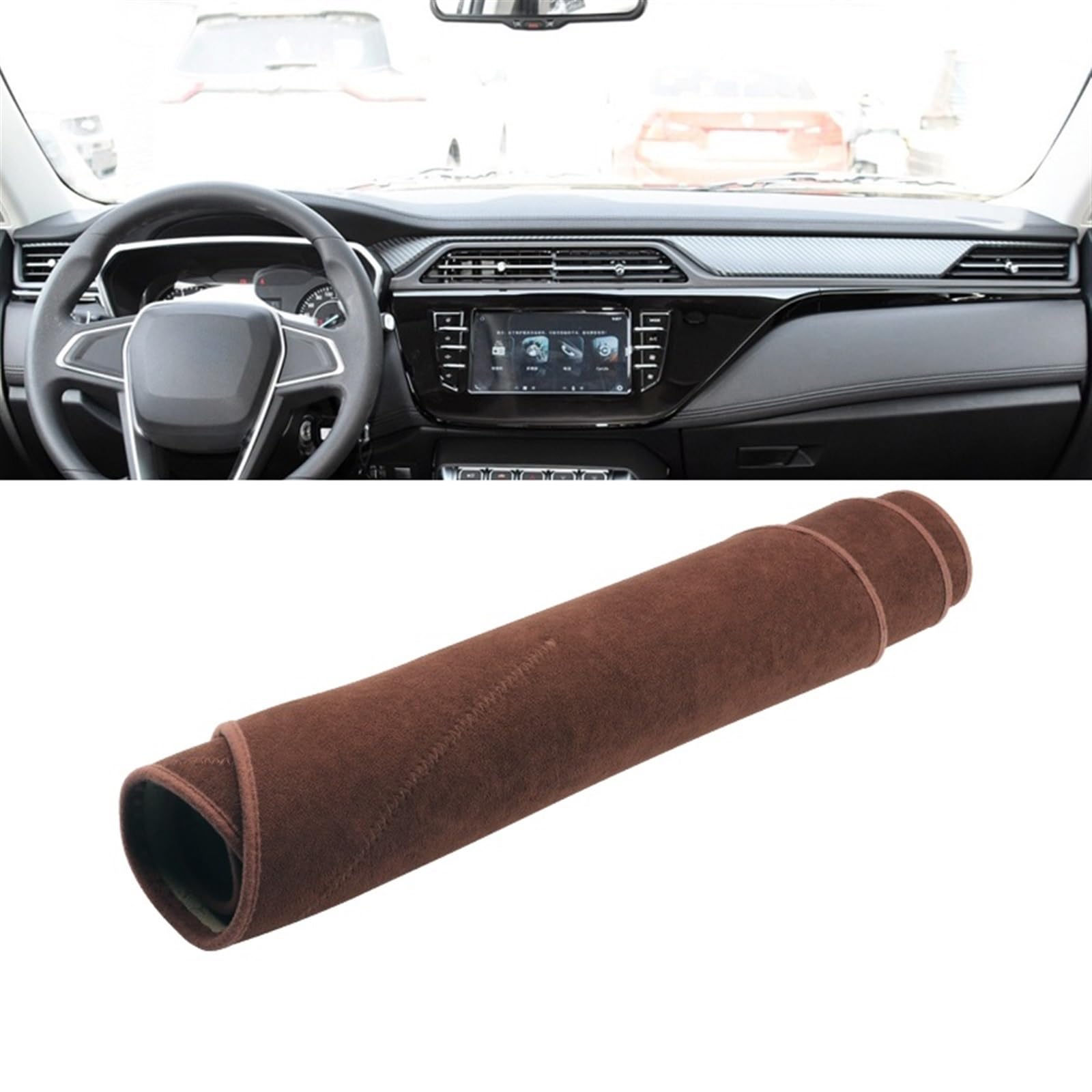 Armaturenbrett Matte Teppich Für Ford Für Territory 2019 2020 2021 Auto-Armaturenbrett-Abdeckung, Vermeiden Sie Lichtmatten, Instrumententeppiche, rutschfeste Unterlage Shade Board Pad(B Brown) von WTXXGQ