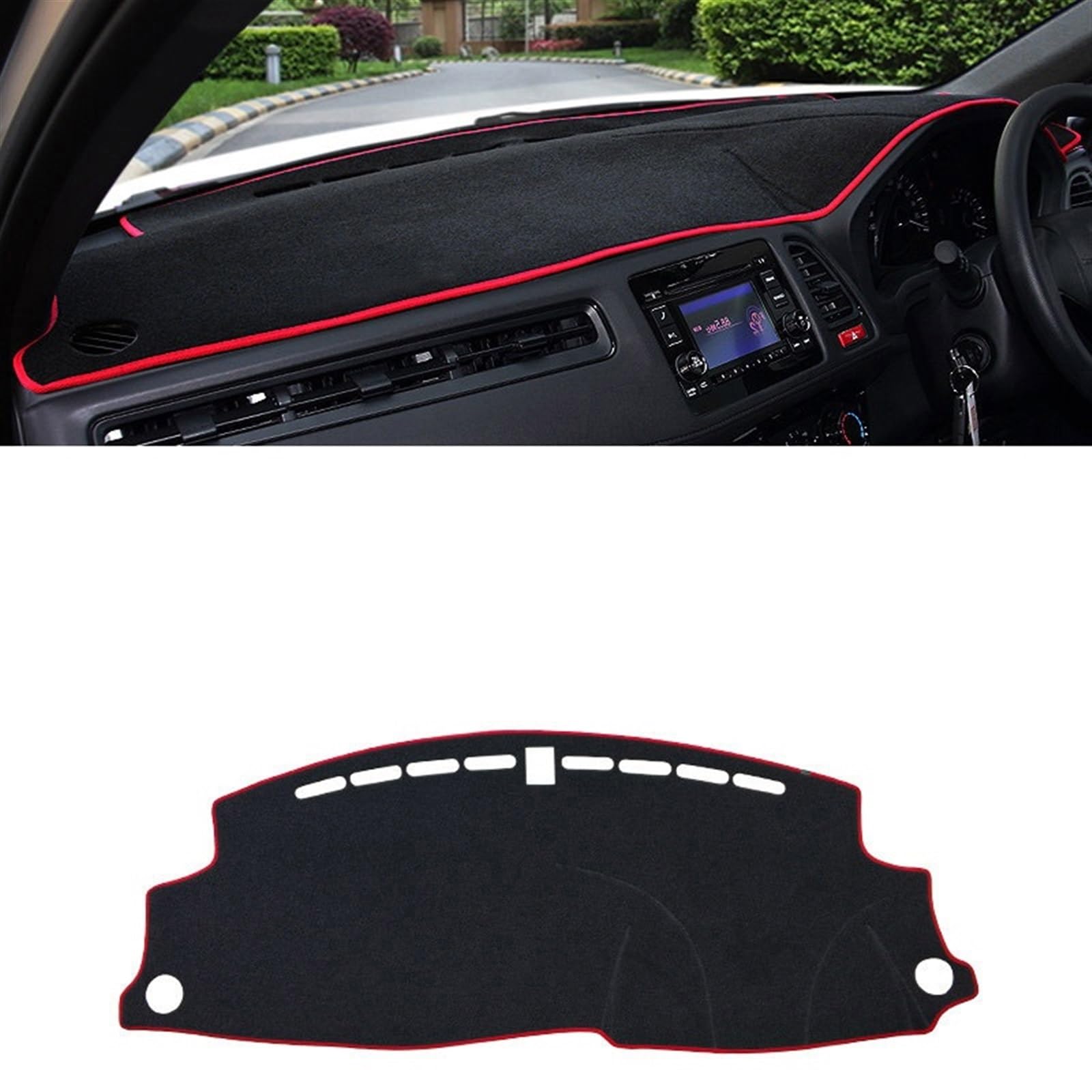 Armaturenbrett Matte Teppich Für HR-V Für HRV RU Für Vezel 2014-2018 2019 2020 Auto-Armaturenbrett-Abdeckungsmatte Vermeiden Sie Lichtpad-Instrumententafel-Teppiche Shade Board Pad(RHD Red Side) von WTXXGQ