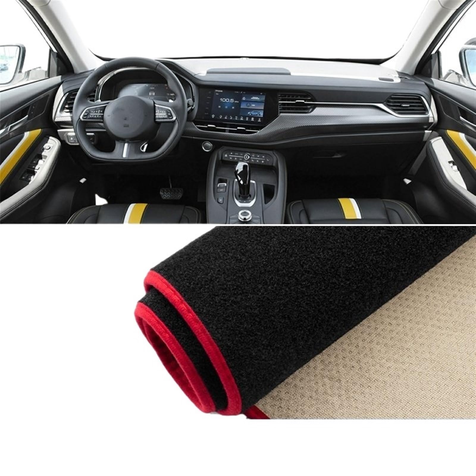 Armaturenbrett Matte Teppich Für Haval F7 F7X 2019 2020 2021 Auto-Armaturenbrett-Abdeckung, Vermeiden Sie Lichtmatte, Sonnenschutz, Teppiche, Anti-Uv-Gehäuseschutz, DashMat Shade Board Pad(A Red Side) von WTXXGQ