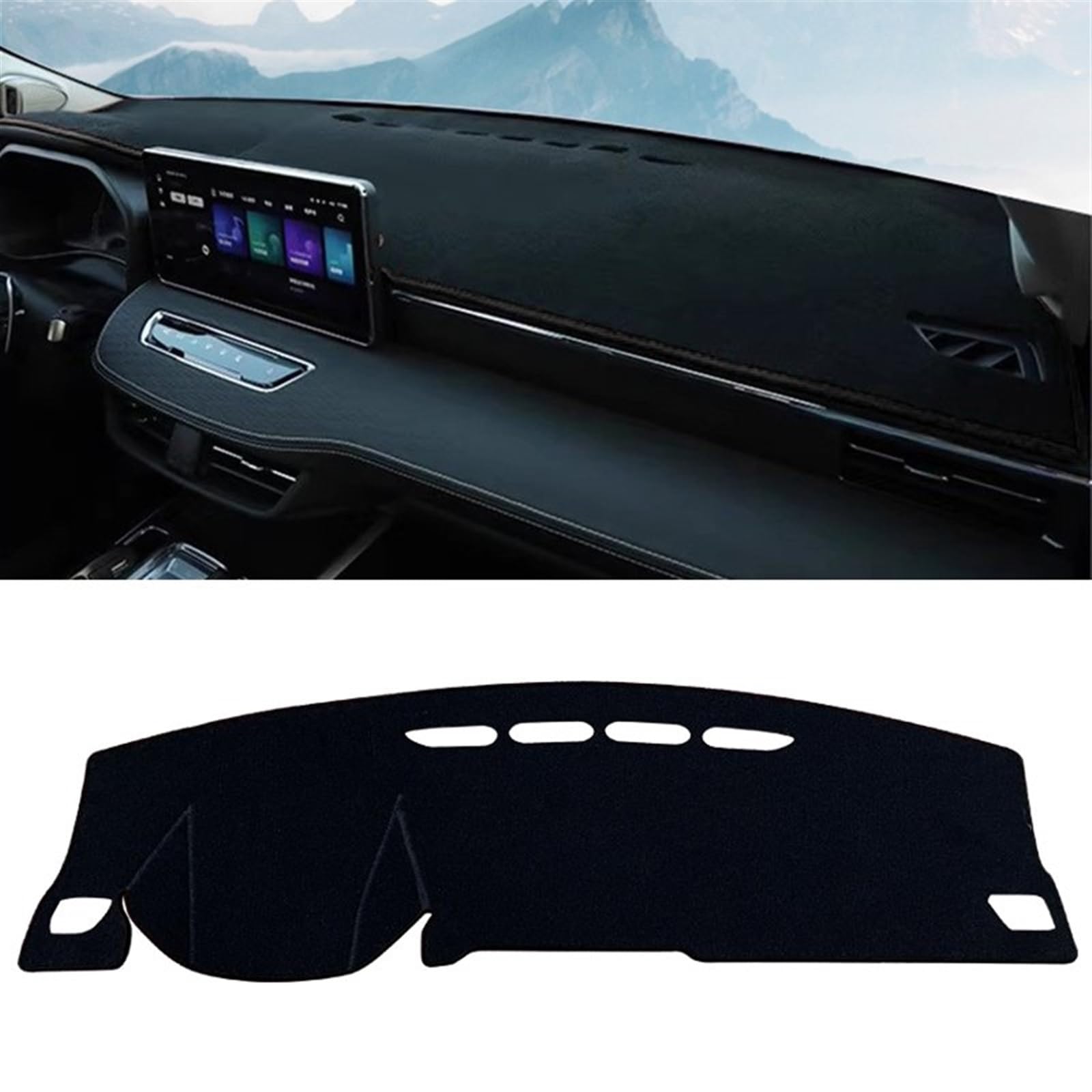 Armaturenbrett Matte Teppich Für Haval Für Jolion 2021 2022 2023 LHD Auto Armaturenbrett Abdeckung Dash Matte Sonnenschutz rutschfeste Pad Shade Board Pad(No HUD Black Side) von WTXXGQ