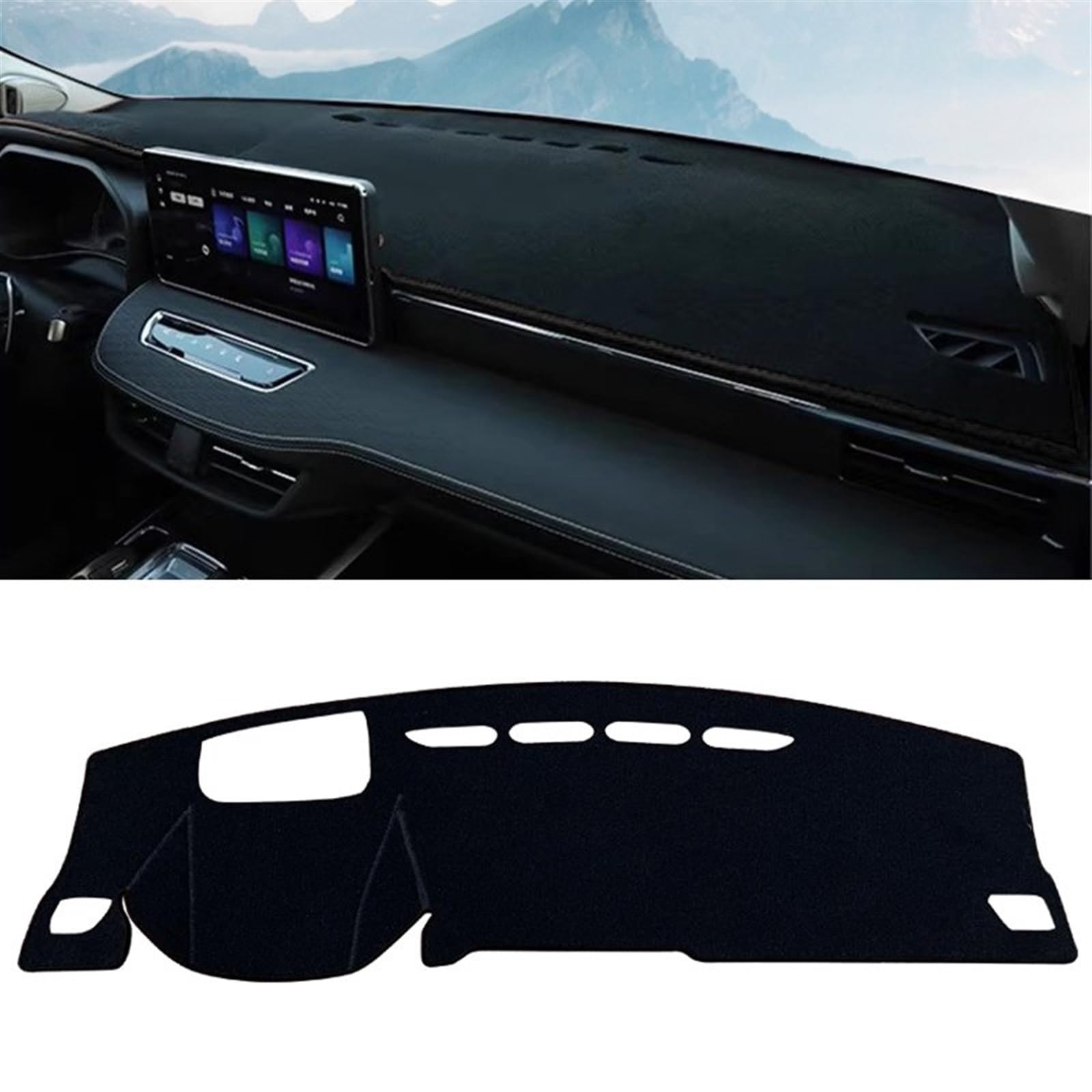 Armaturenbrett Matte Teppich Für Haval Für Jolion 2021 2022 2023 LHD Auto Armaturenbrett Abdeckung Dash Matte Sonnenschutz rutschfeste Pad Shade Board Pad(with HUD Black Side) von WTXXGQ