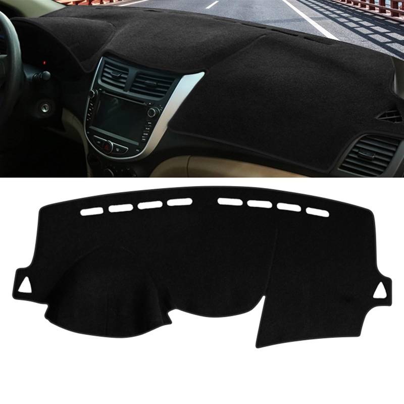 Armaturenbrett Matte Teppich Für Hyundai Für Solaris Für Accent Für Verna RB 2010 2011 2012 2013 2014 2015 2016 Auto-Armaturenbrett-Abdeckung, vermeiden Sie Lichtmatte Shade Board Pad(A LHD Black Side von WTXXGQ