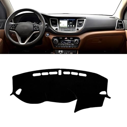 Armaturenbrett Matte Teppich Für Hyundai Für Tucson 2015 2016 2017 2018 2019 2022 Auto Dashboard Vermeiden Licht Pad Instrument Plattform Abdeckung Teppiche Shade Board Pad(LHD 2015-2018 Black) von WTXXGQ