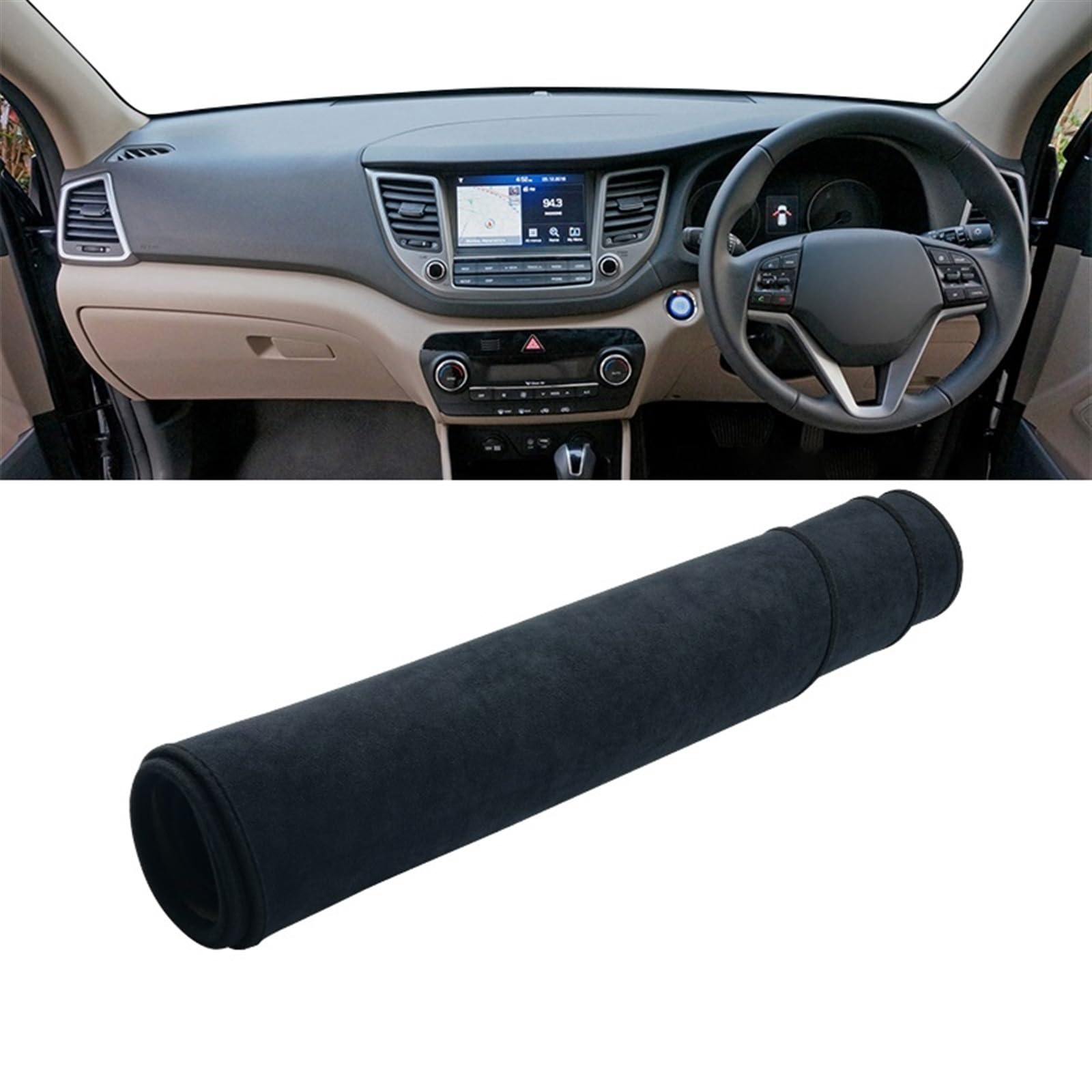 Armaturenbrett Matte Teppich Für Hyundai Für Tucson TL 2015 2016 2017 2018 Auto Armaturenbrett Abdeckung Matte Anti-UV rutschfeste Pad Instrument Teppiche Schutz Shade Board Pad(B RHD Black) von WTXXGQ