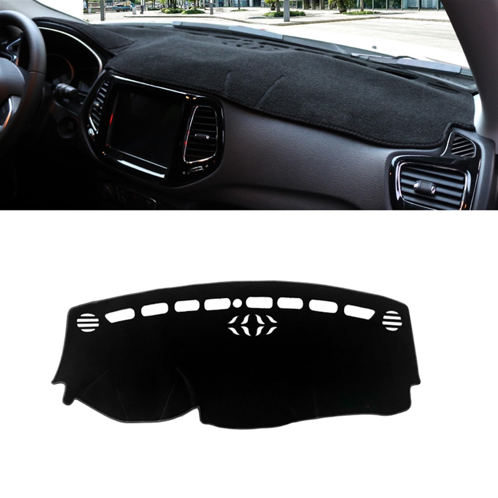 Armaturenbrett Matte Teppich Für Jeep Für Compass MP M6 2017 2018 2019 2020 Auto-Armaturenbrett Vermeiden Lichtmatte Instrumentenplattform Schreibtischabdeckung Matten Teppiche Shade Board Pad(LHD Bla von WTXXGQ