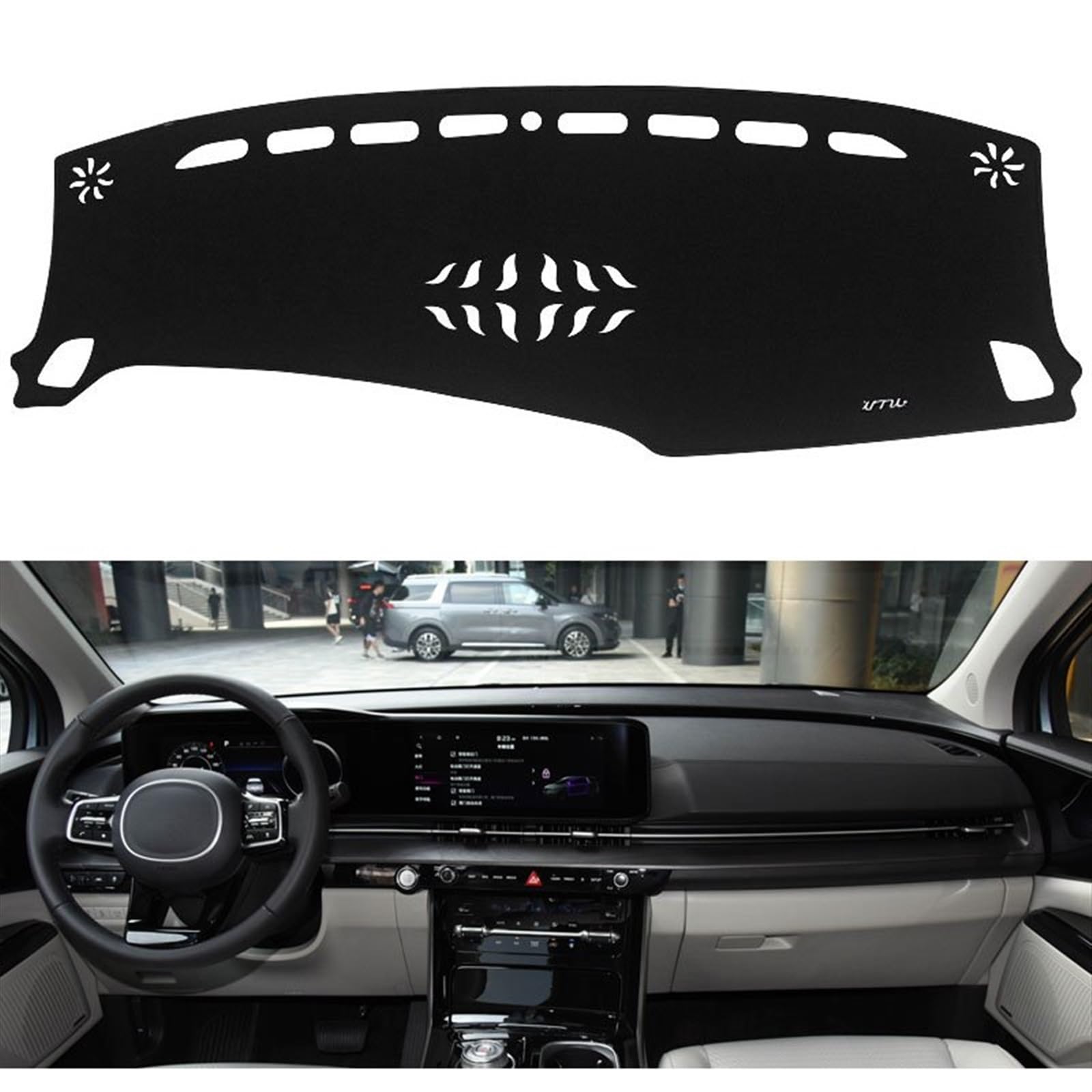 Armaturenbrett Matte Teppich Für Kia Für Carnival Für Sedona KA4 2020 2021 2022 2023 Auto-Armaturenbrett Vermeiden Lichtmatte Instrumentenplattform-Abdeckungsmatten Teppiche Shade Board Pad(LHD Black von WTXXGQ